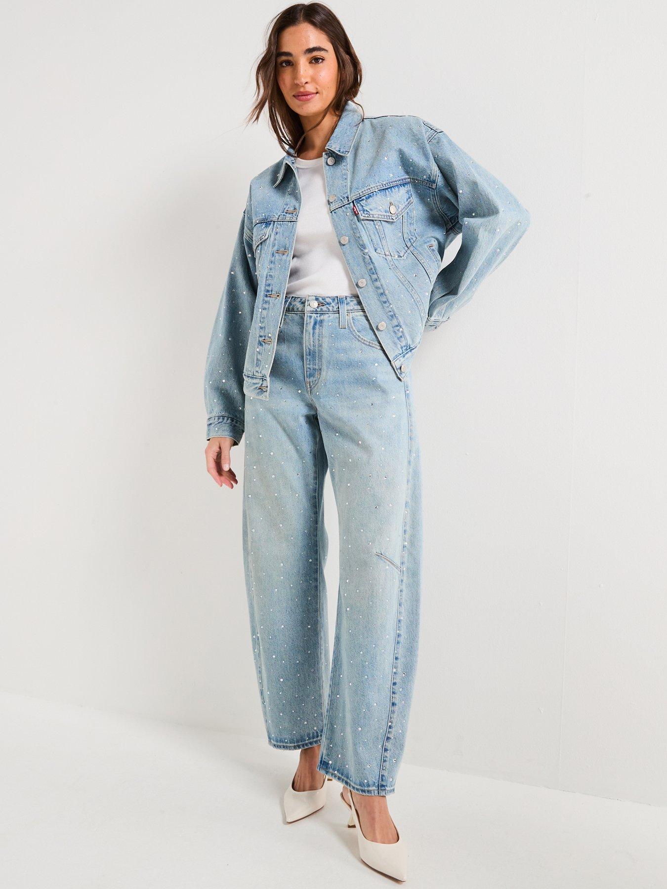Levi's Baggy Dad Barrel Jeans, Light Blue, Size 27, Inside Leg 32, Women