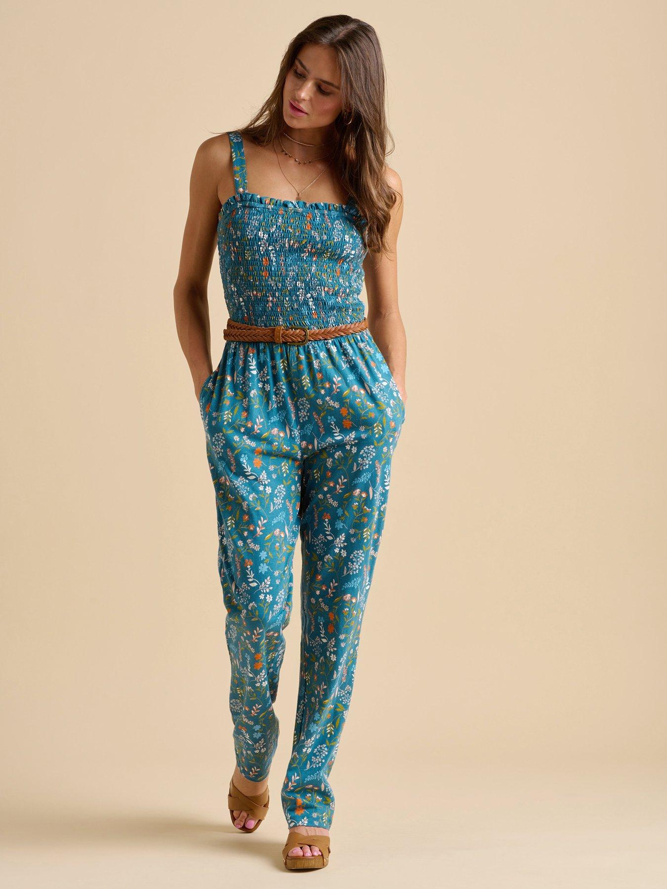undefined Teal Shoreline Meadow Jumpsuit