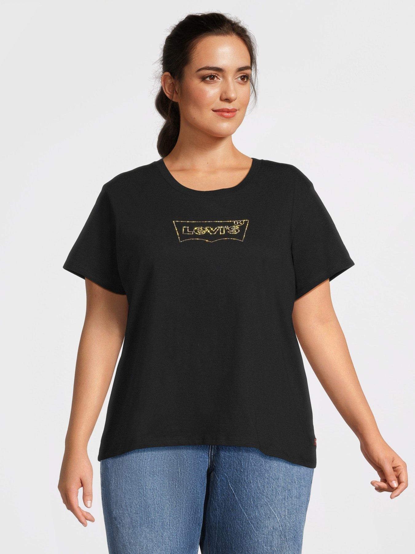Image 1 of 5 of Levi's Plus Embellished Logo T-Shirt - Black