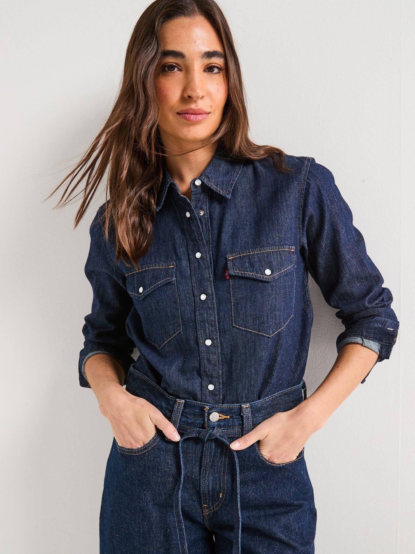 Levi's Iconic Western Shirt, Blue, Size Xs, Women