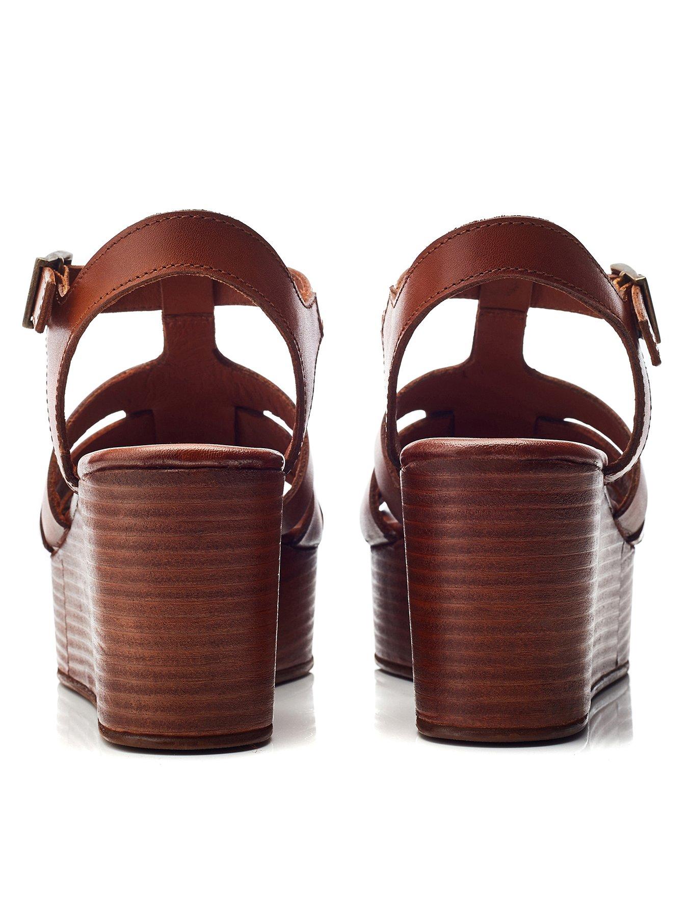 Image 3 of 5 of Moda In Pelle Quizette Leather Wedge Sandal - Tan