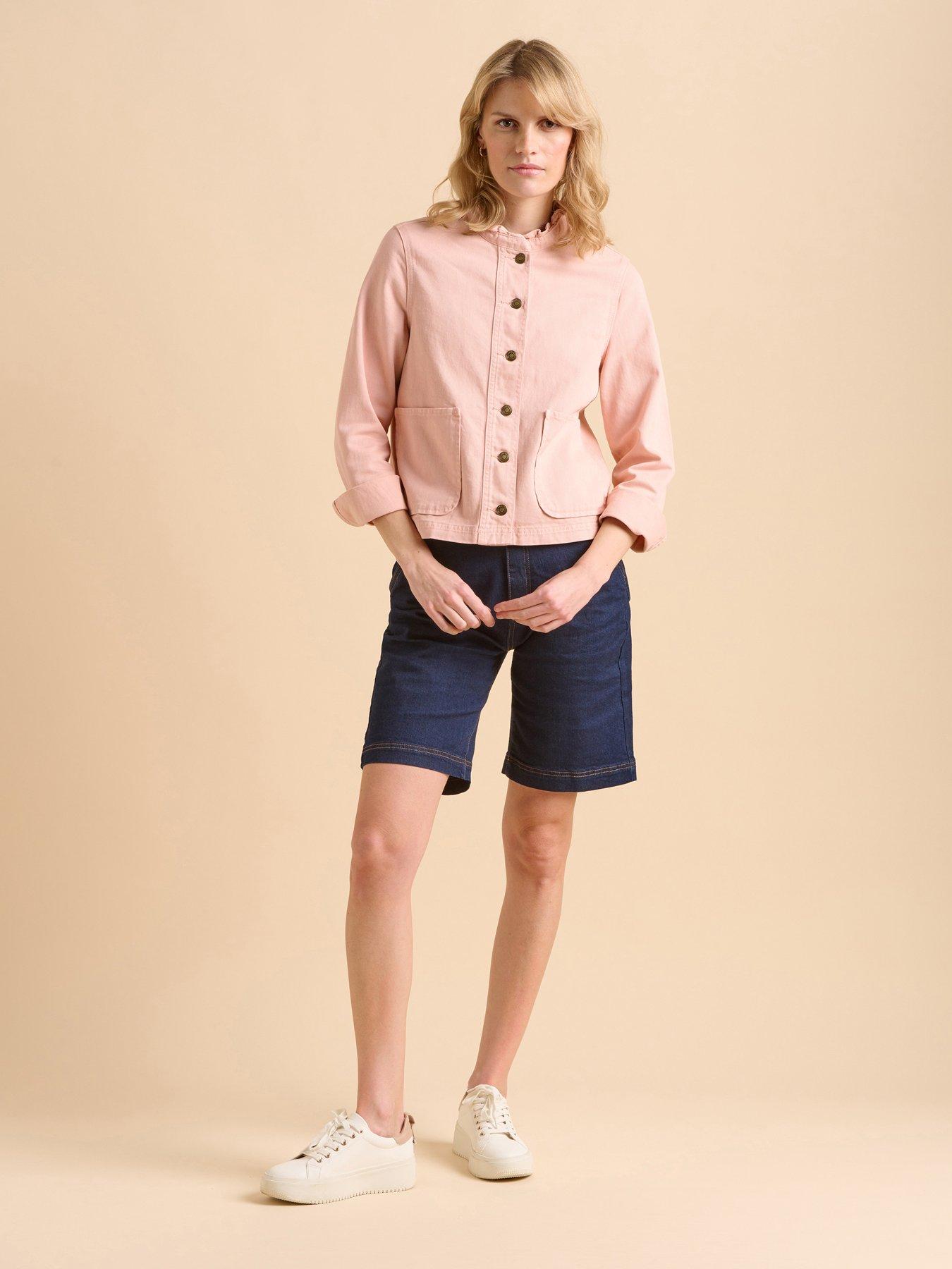 undefined Frill Neck Denim Jacket