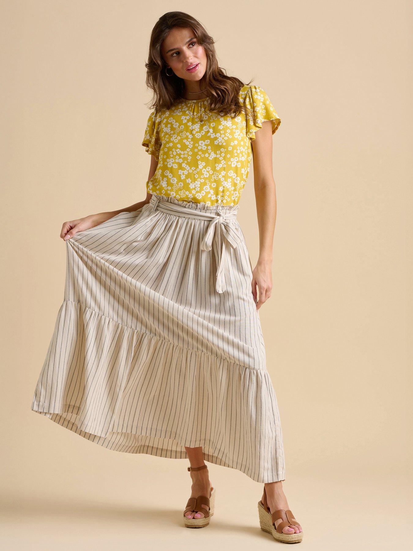 undefined Stripe Paper Bag Skirt