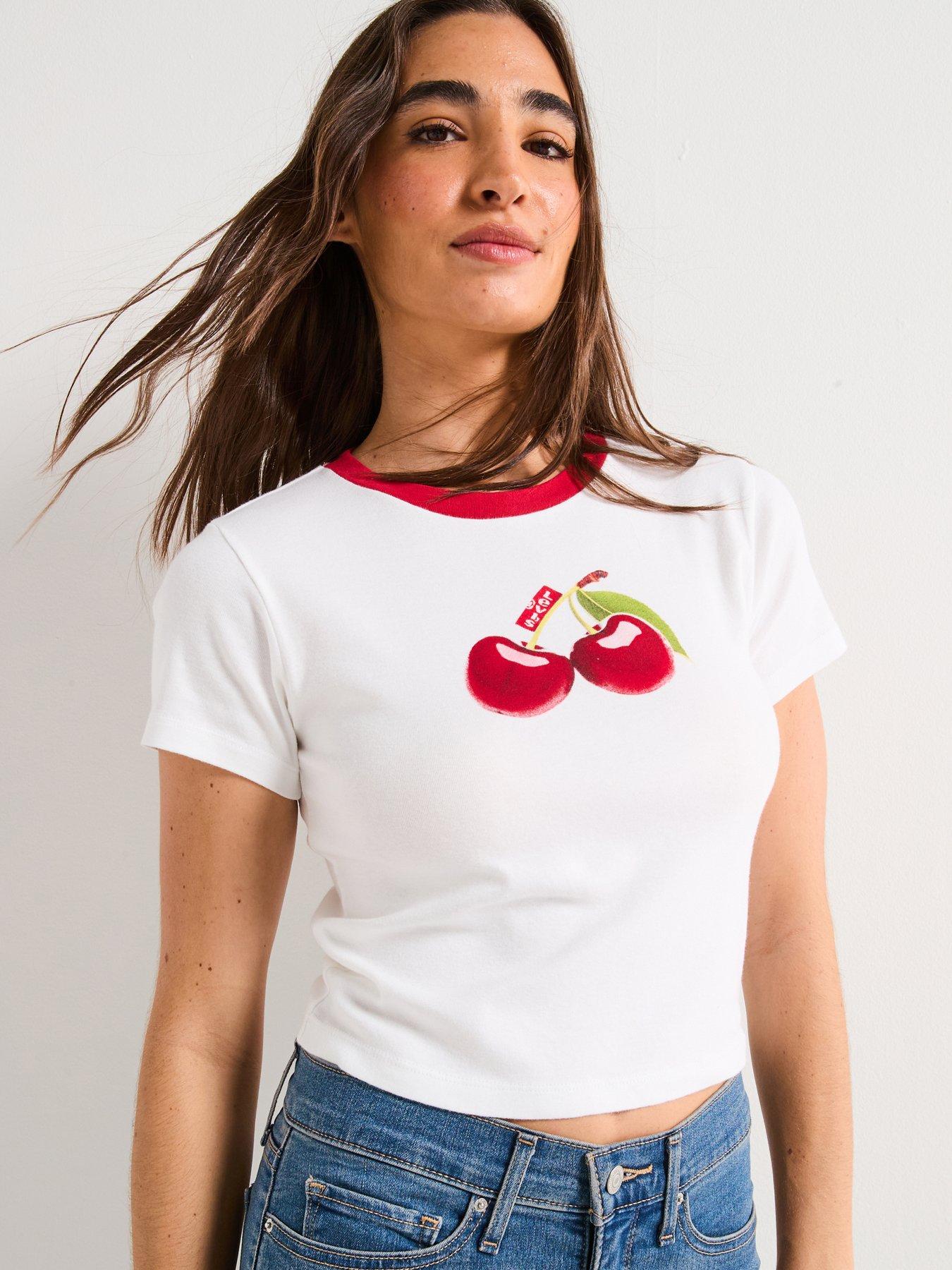 undefined Graphic Essential Sporty Tee - Photo Fruit Cherry Bright White