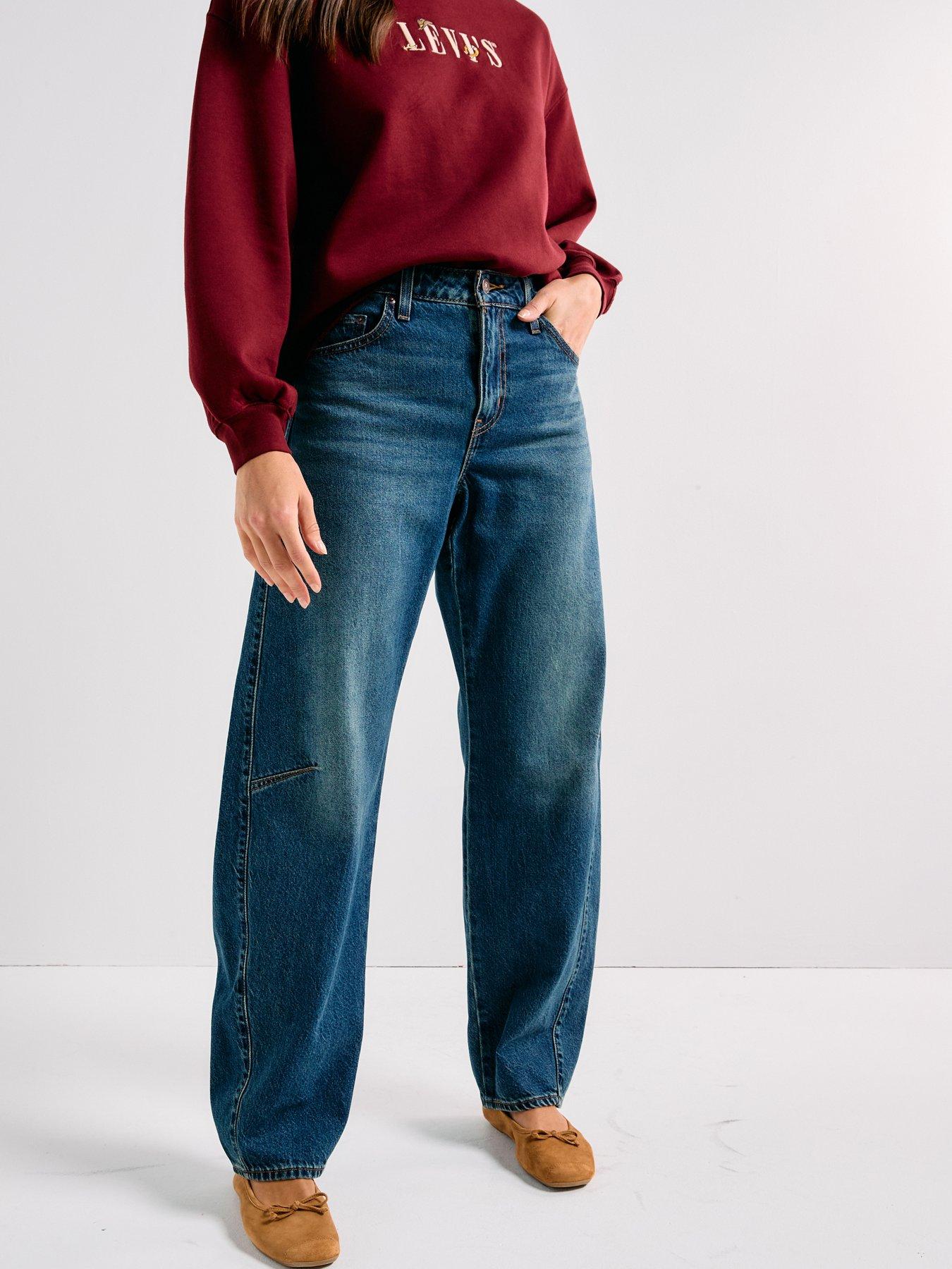 Levi's Baggy Dad Barrel Jeans, Navy, Size 27, Inside Leg 32, Women
