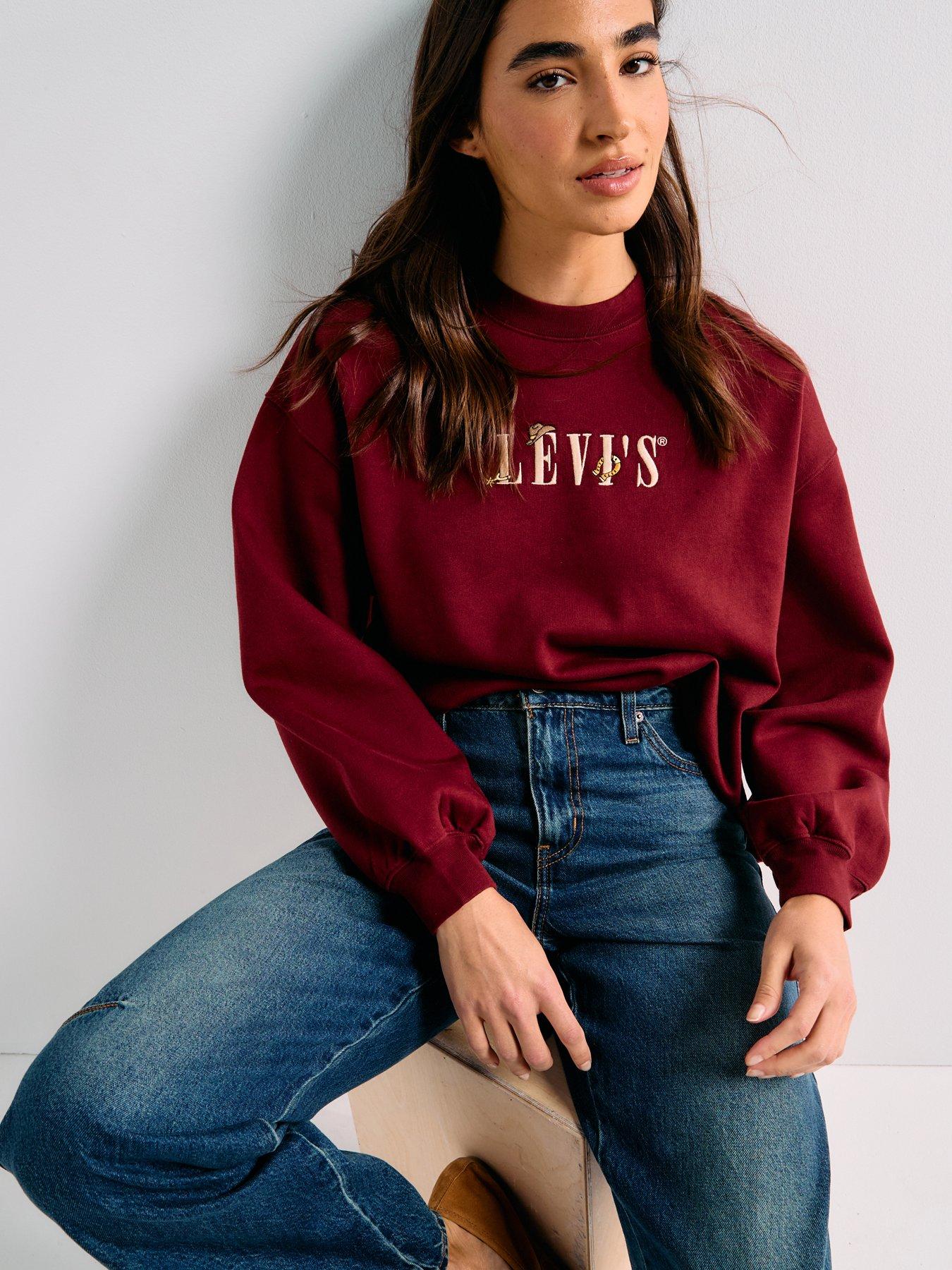 Levi's Graphic Leo Crewneck Sweatshirt - Crew Serif Western Motifs Chocolate Truffle Red