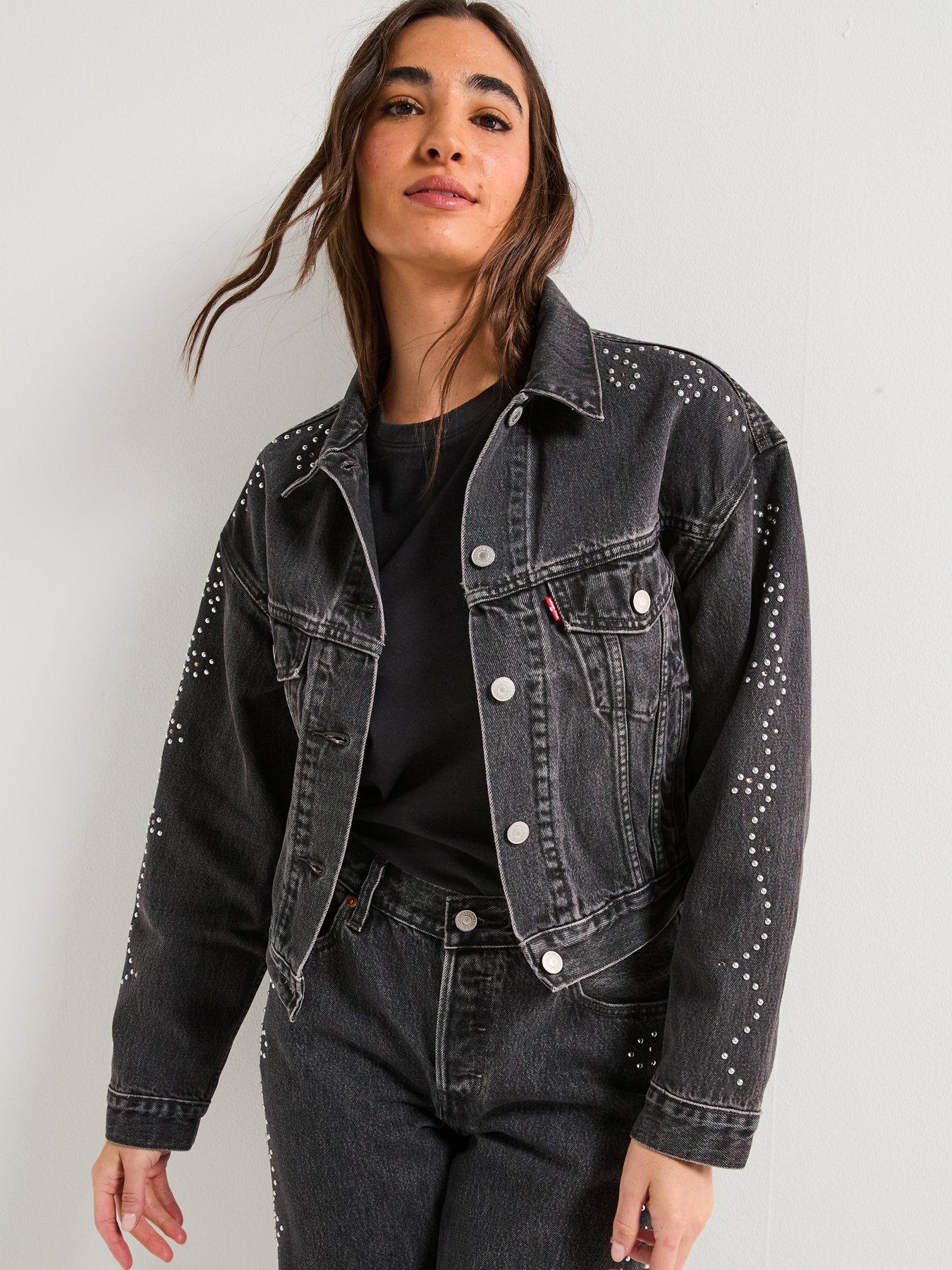 undefined Shrunken 90s Trucker Jacket - Bejeweled Trucker
