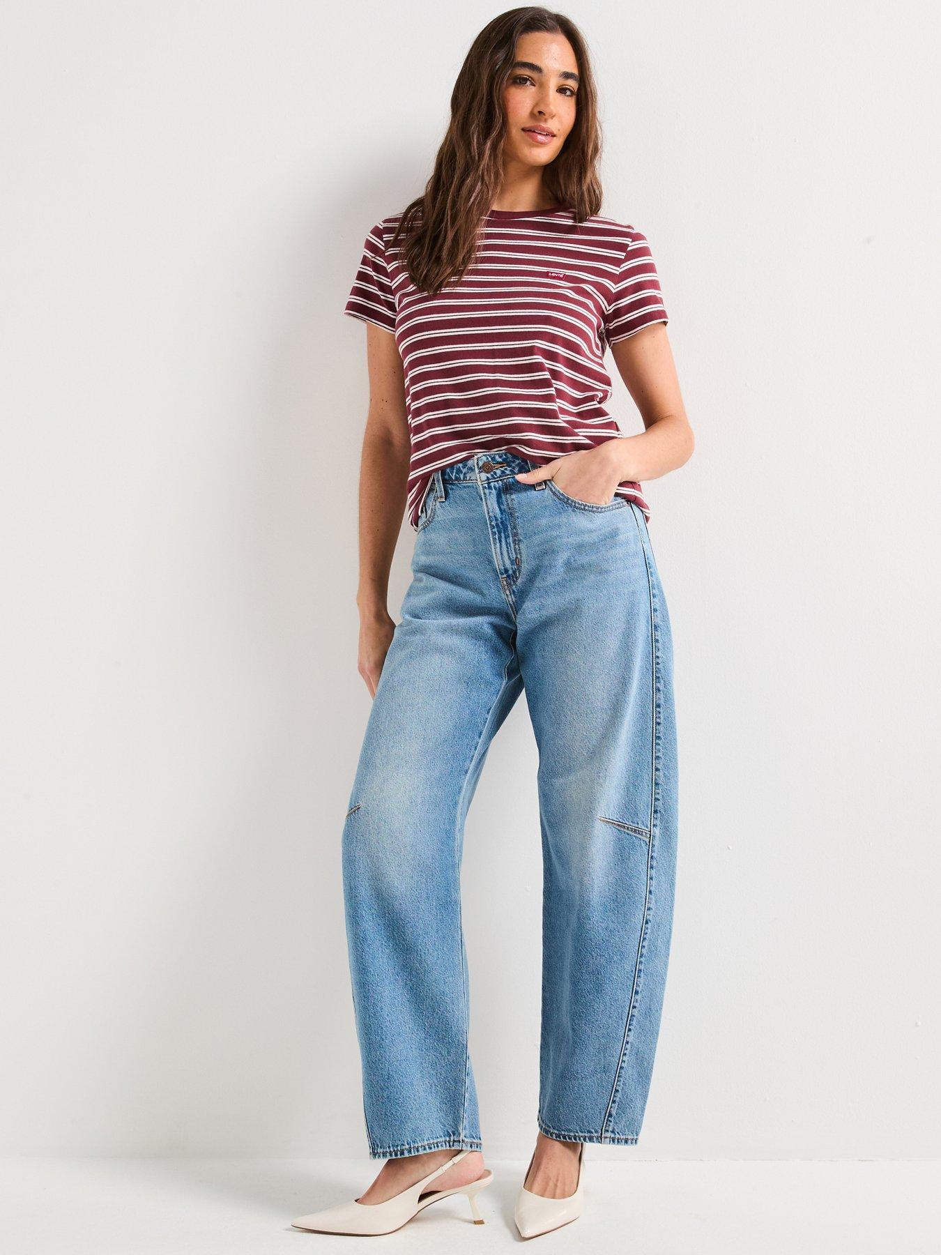 Levi's Baggy Dad Barrel Jeans, Navy, Size 27, Inside Leg 32, Women