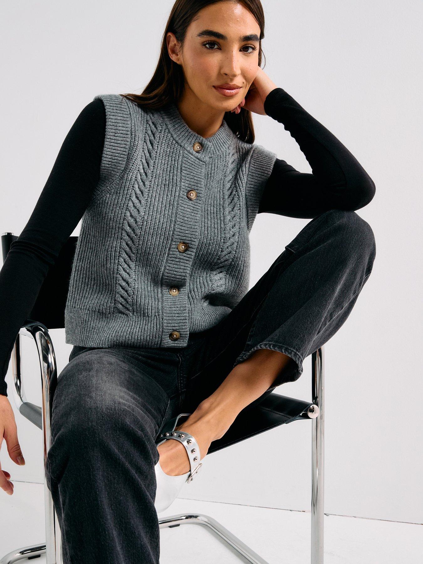 Levi's Ines Cable Sweater Vest - Mid Heather Gray