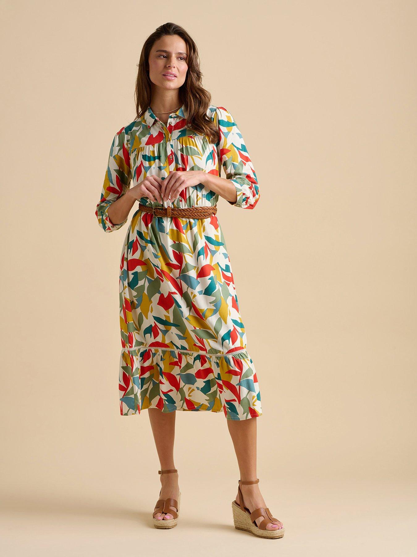 undefined Falling Leaves Midi Dress - Multi