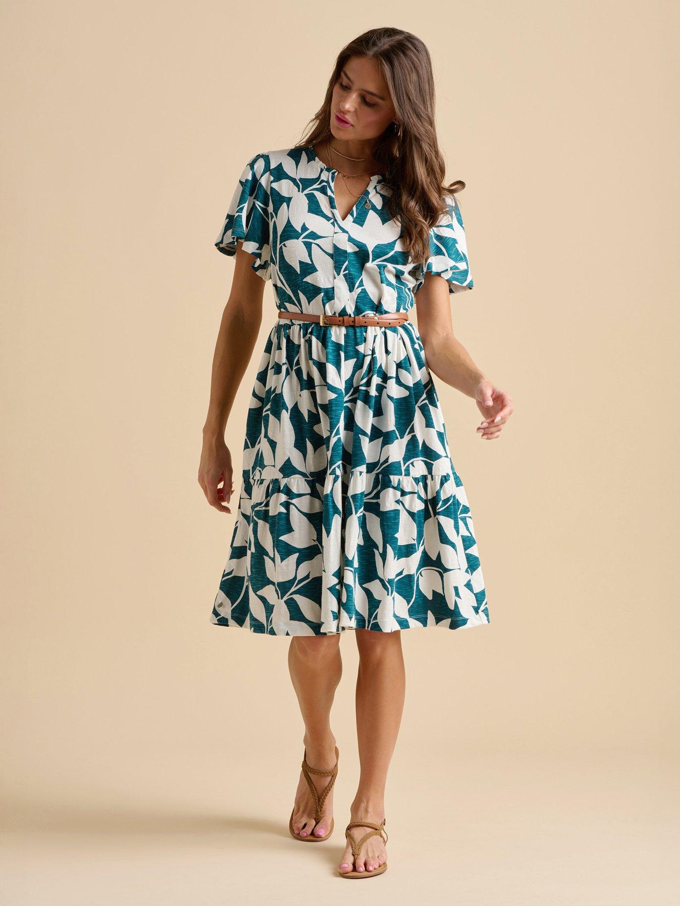 undefined Woodland Leaves Knee Length Dress