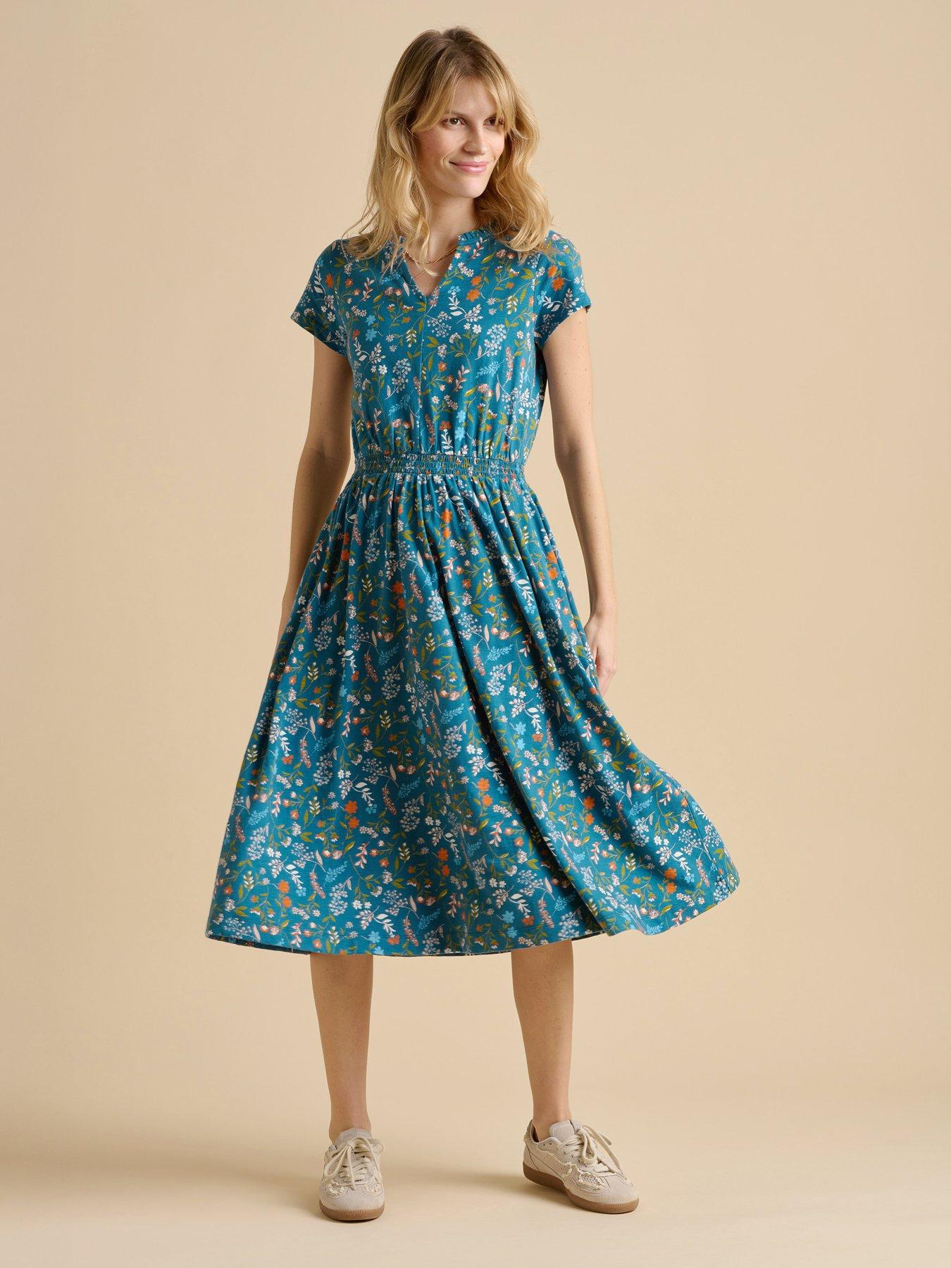 undefined Teal Shoreline Meadow Midi Dress
