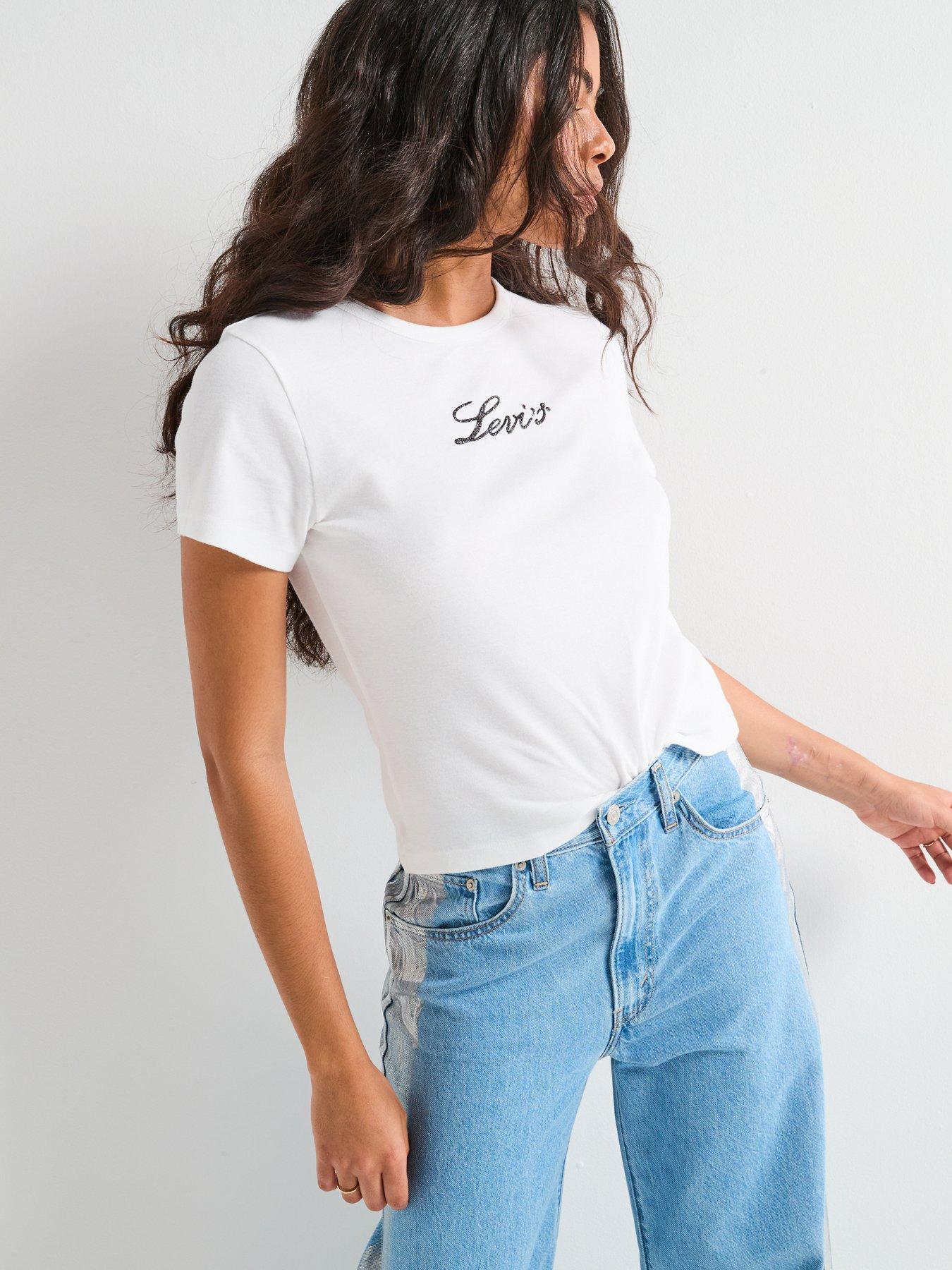 Levi's Graphic Rickie T-Shirt - Glitter Script - Bright White