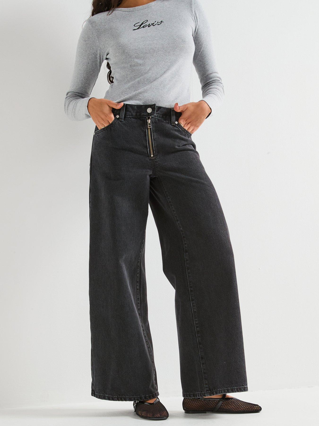 undefined 94 Wide Leg Moto - Black