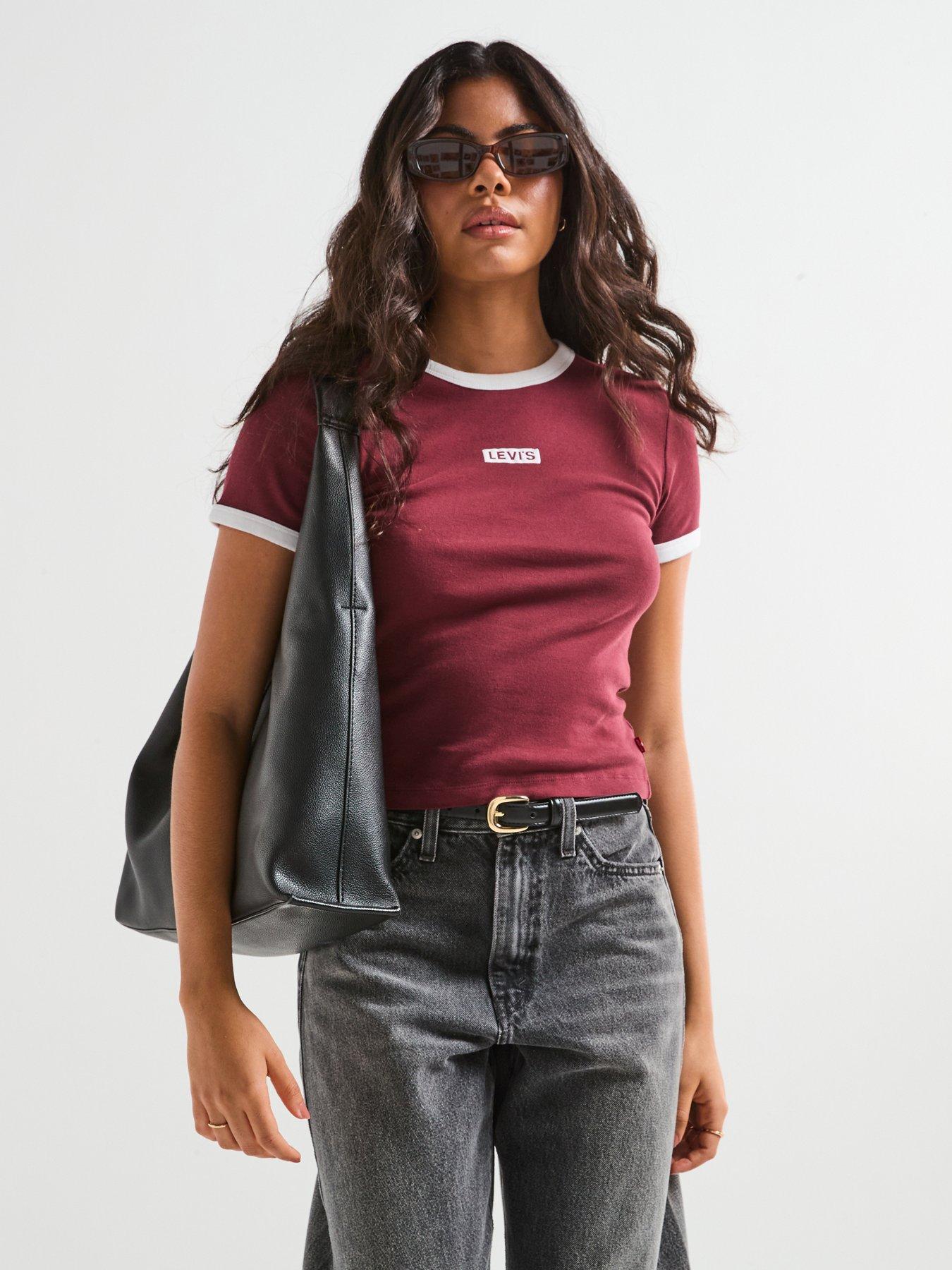 undefined Graphic Ringer Rickie Tee - Ssnl Box Tab Chocolate Truffle
