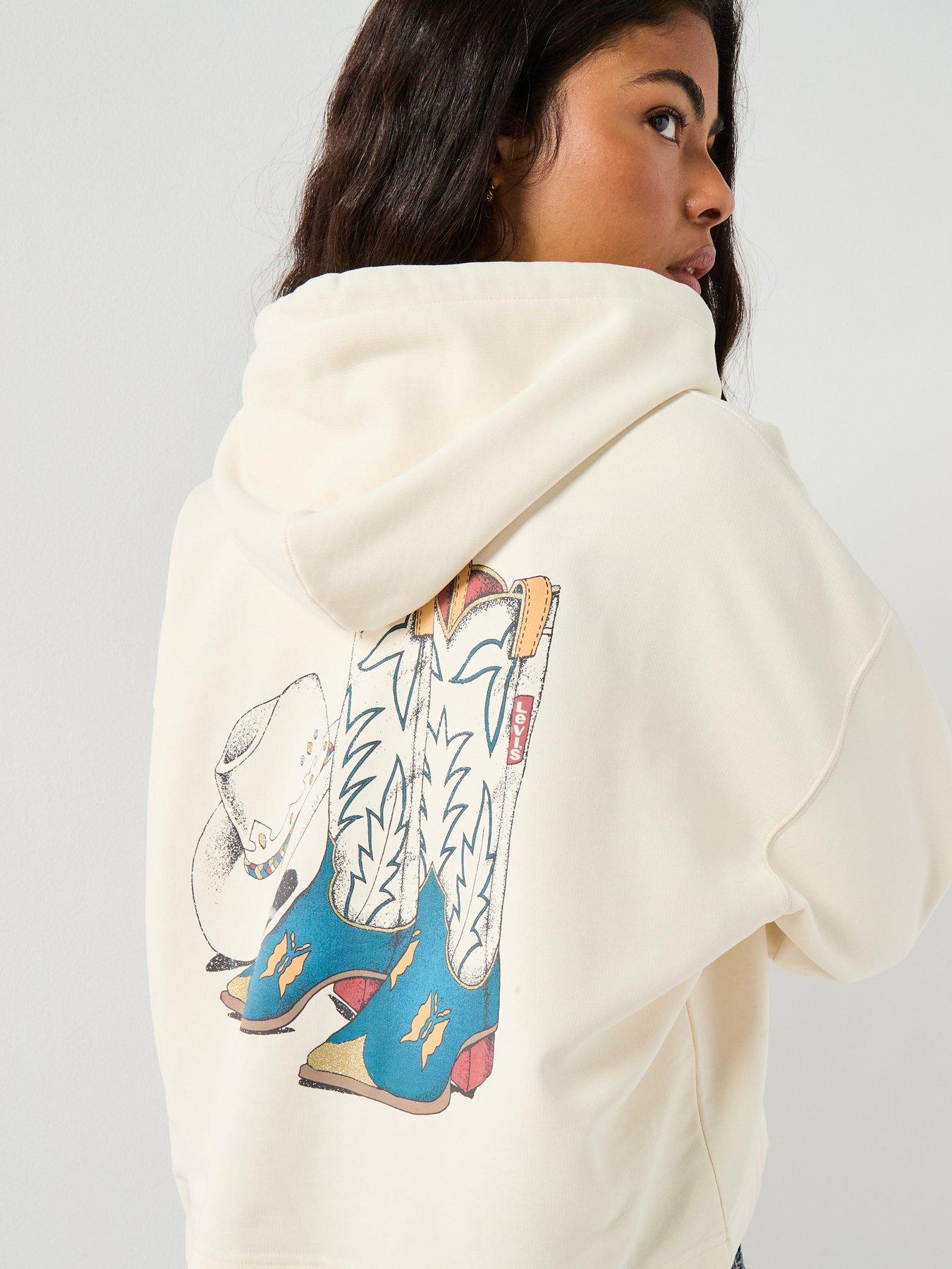 Levi's Graphic Leo Hoodie - Cowboy Boot And Hat Graphic - White