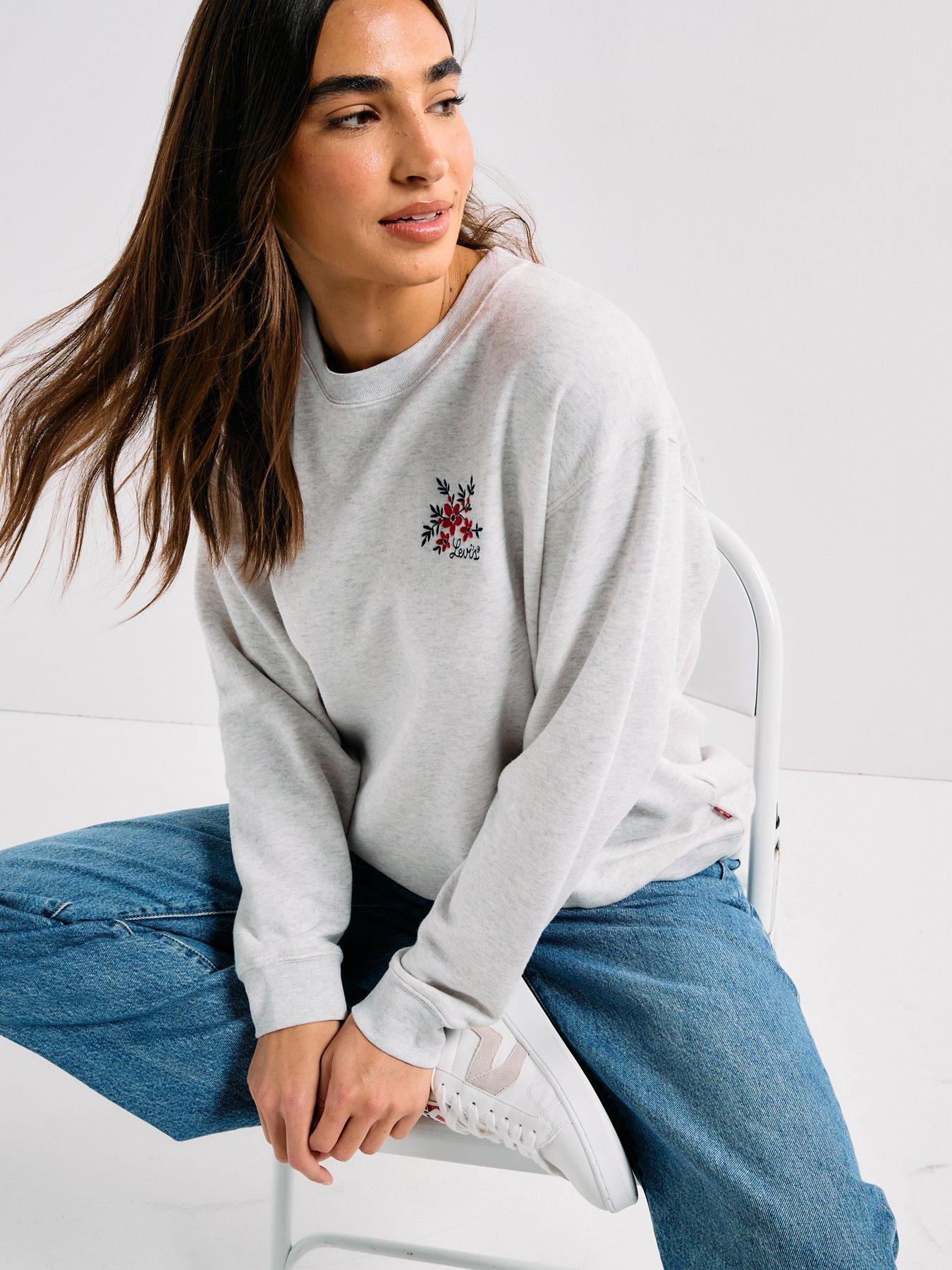 Levi's Graphic Everyday Crew Sweatshirt - Crew Vicki Floral Embroidery Orbit Heather Gray