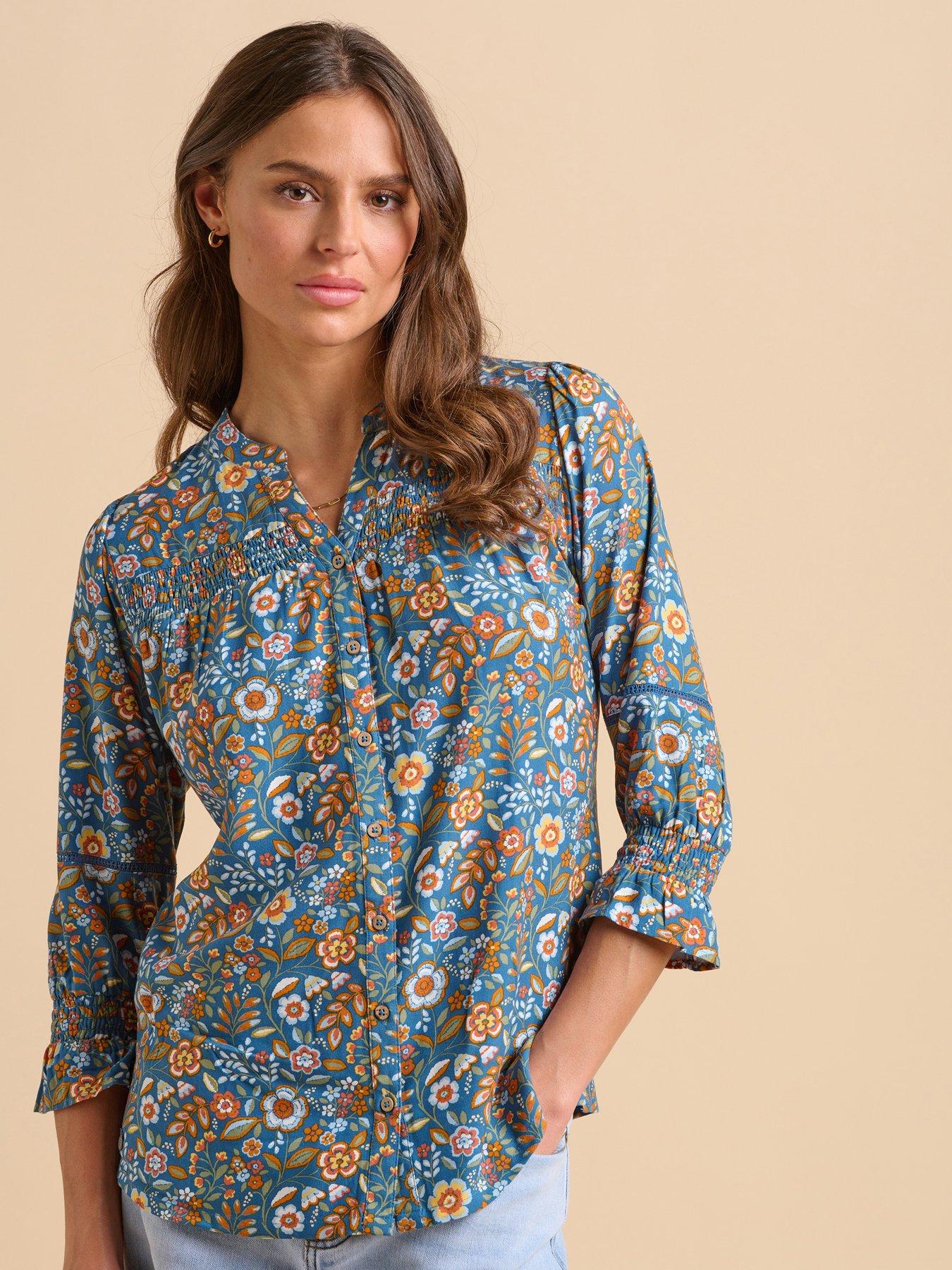 undefined Navy Secret Garden Blouse