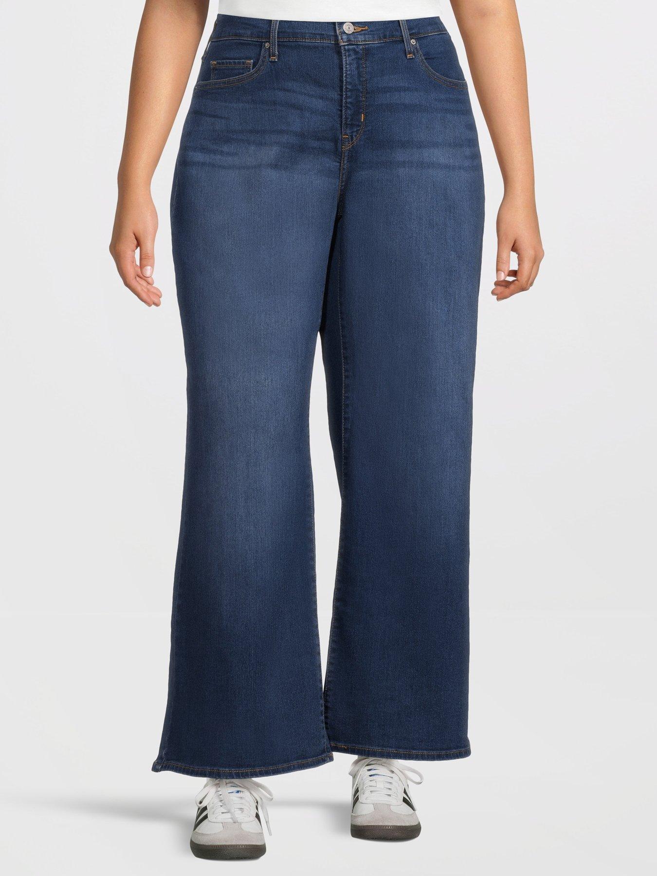 Levi's Plus 318 Shaping Wide-Leg Jeans, Navy, Size 14, Inside Leg Regular, Women