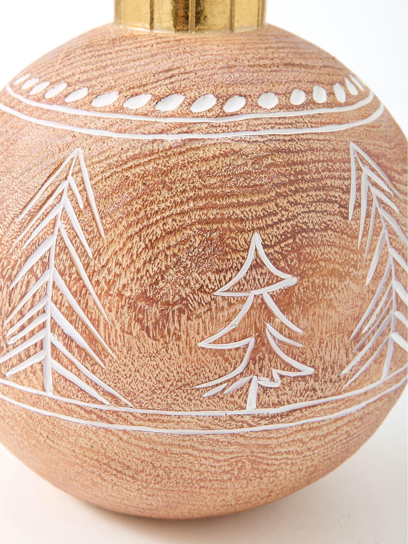 Image 5 of 5 of Festive 19&nbsp;cm Woodgrain Tabletop Bauble Christmas Decoration