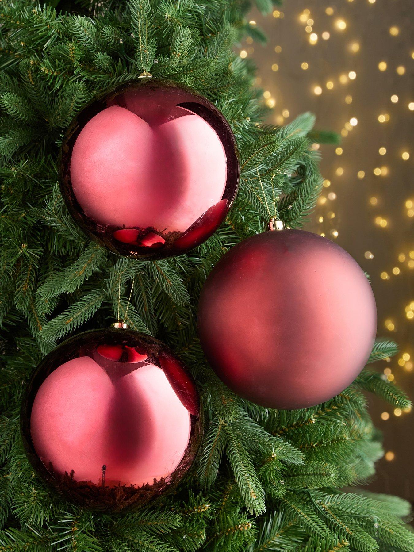 Image 1 of 3 of Festive Set of&nbsp;3 Jumbo 20 cm Christmas&nbsp;Baubles -&nbsp;Red