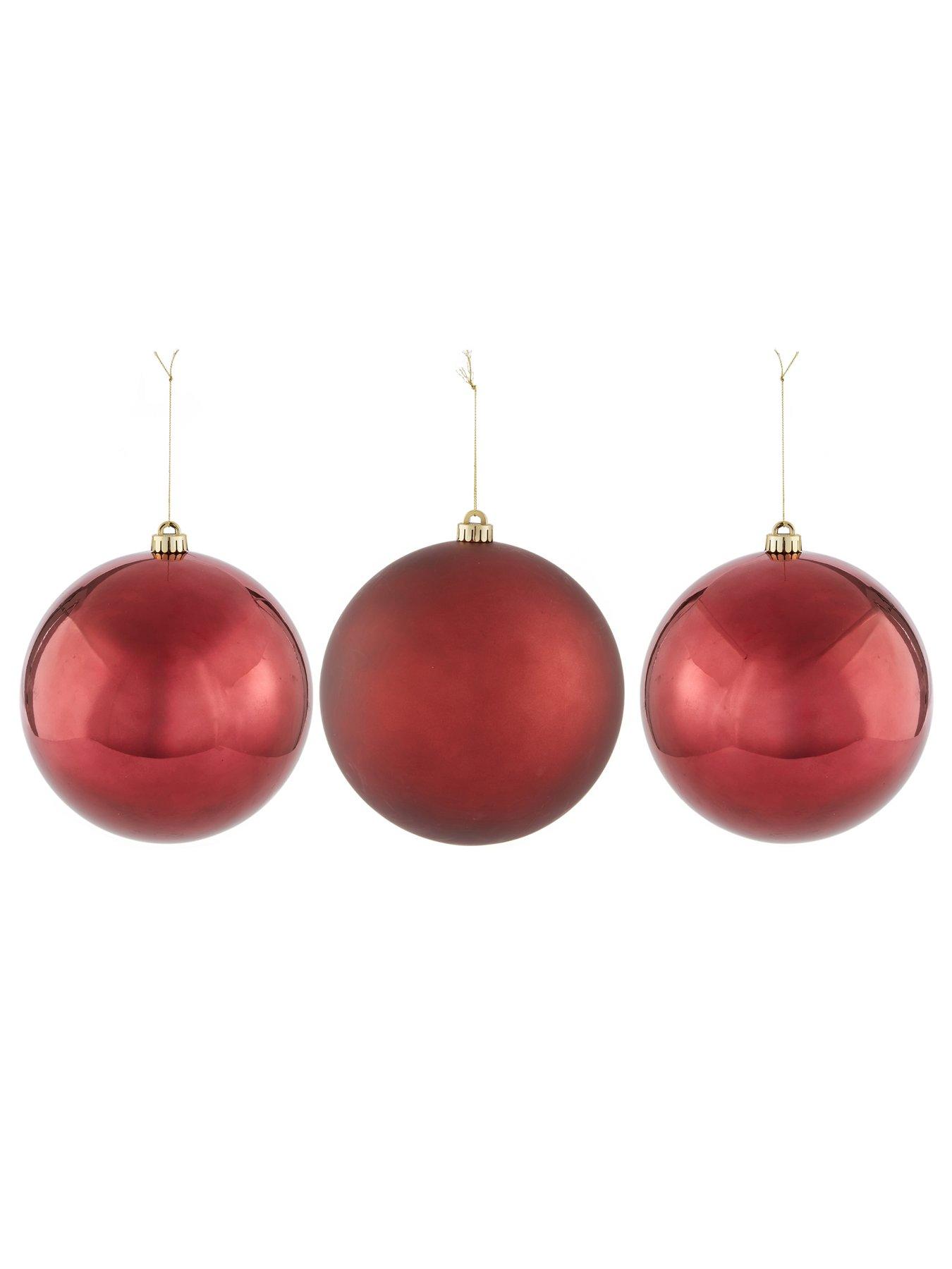 Image 3 of 3 of Festive Set of&nbsp;3 Jumbo 20 cm Christmas&nbsp;Baubles -&nbsp;Red