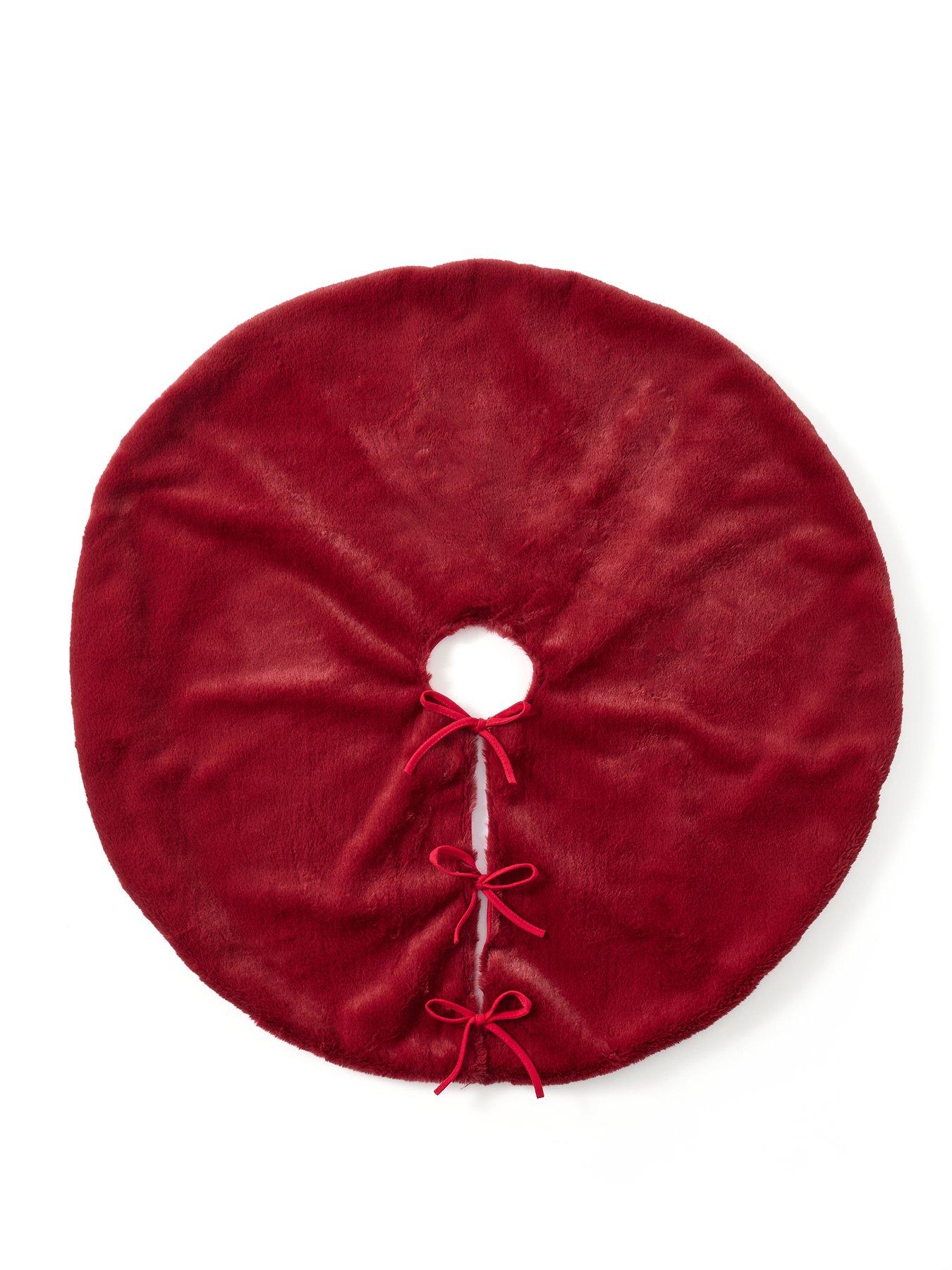 Festive Burgundy Faux Fur Christmas Tree Skirt 90 cm Very