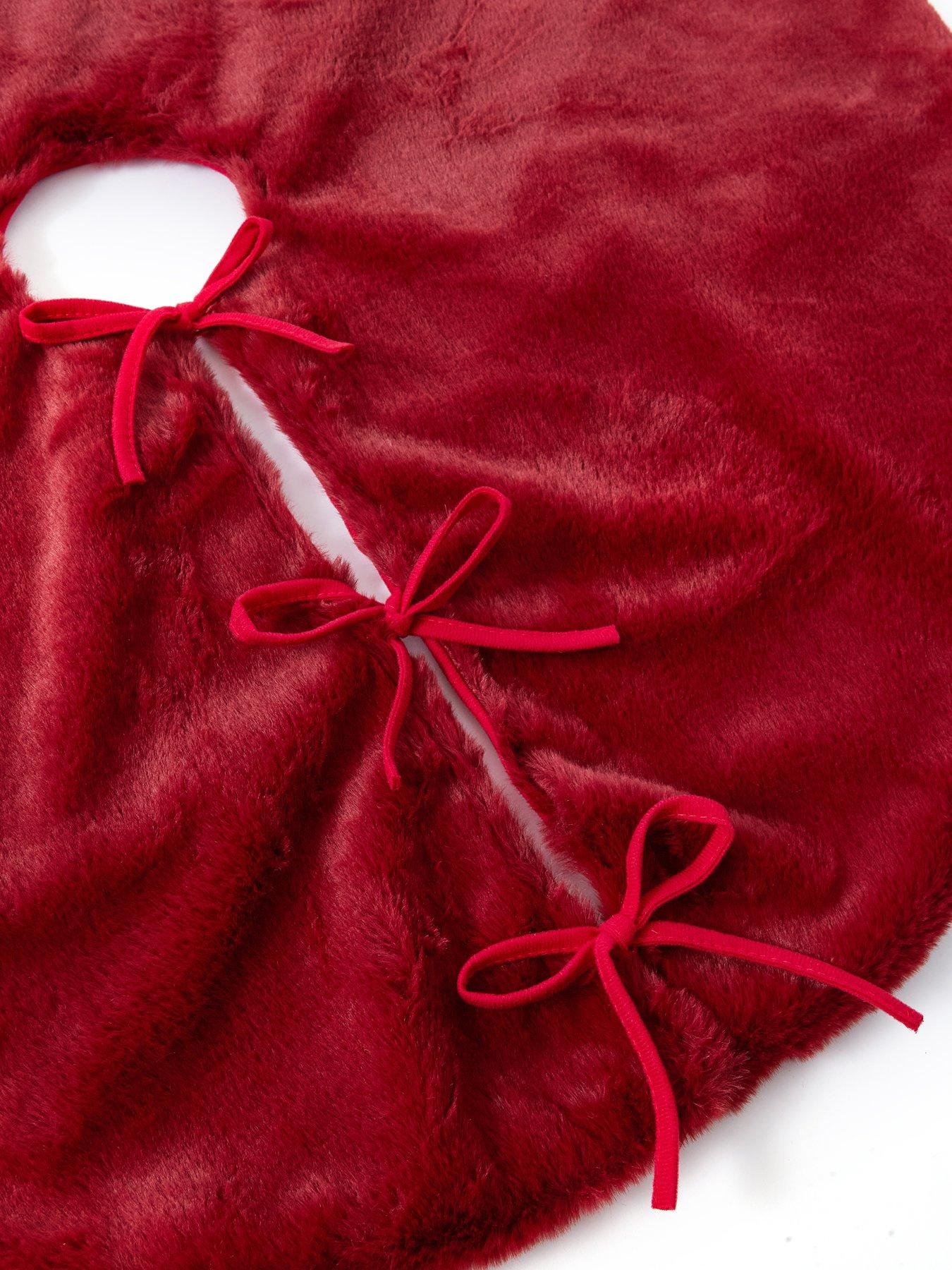 Image 3 of 3 of Festive Burgundy Faux Fur Christmas Tree Skirt - 90 cm