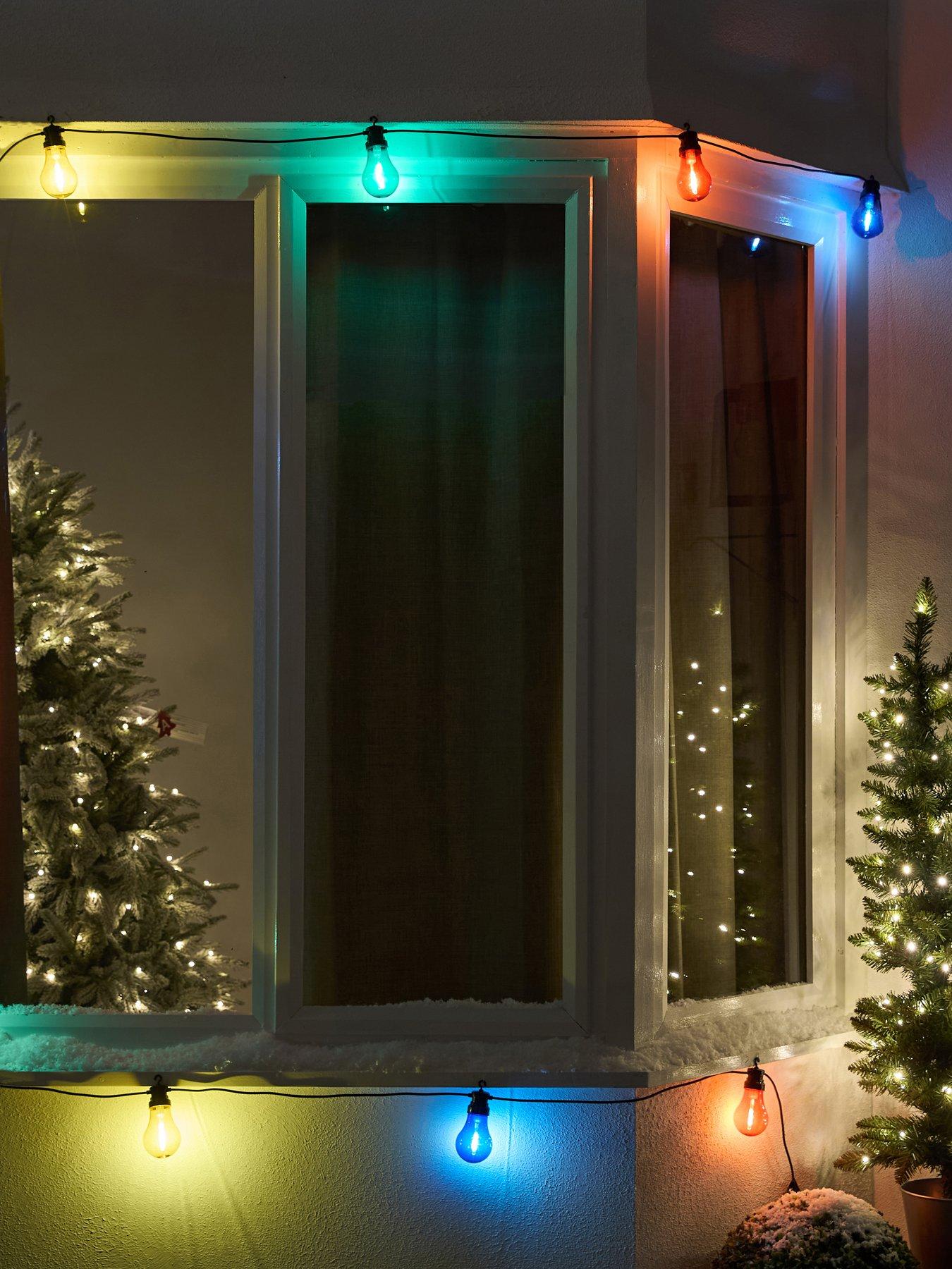 Festive 10 Multicolour Connectable Festoon Bulb Outdoor Christmas Lights
