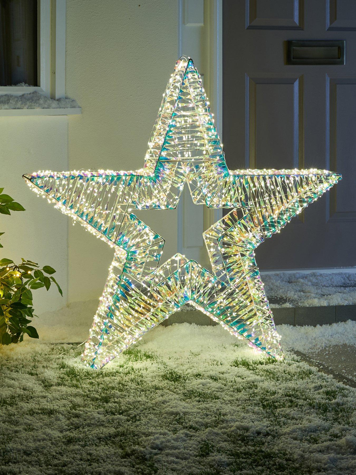 Festive 100 cm Large Iridescent Multifunction Star Indoor/Outdoor Christmas Light