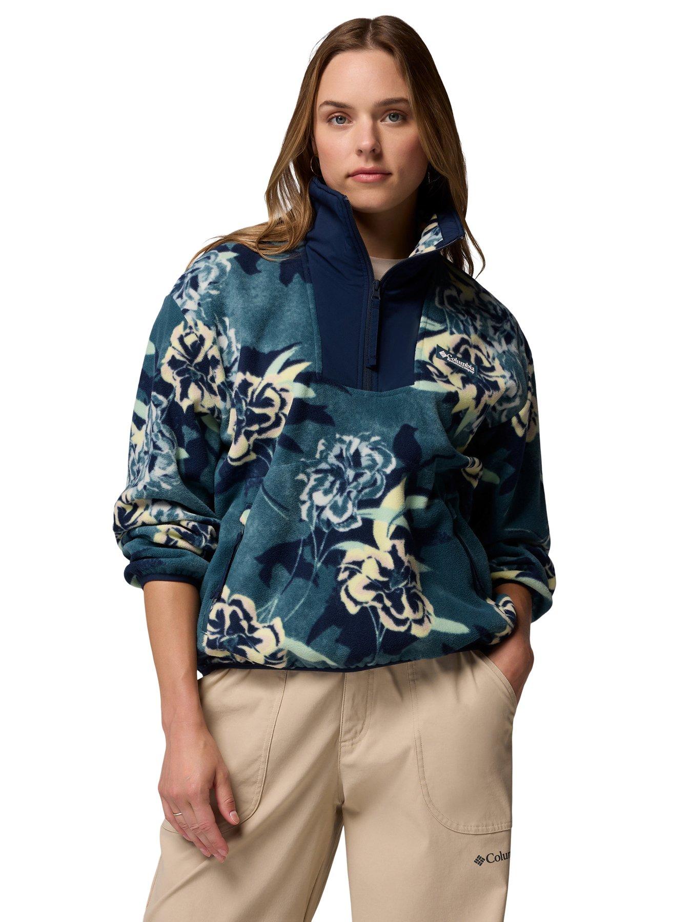 Columbia Women's Sequoia Grove Printed Half Zip Fleece, Blue, Size Xs, Women