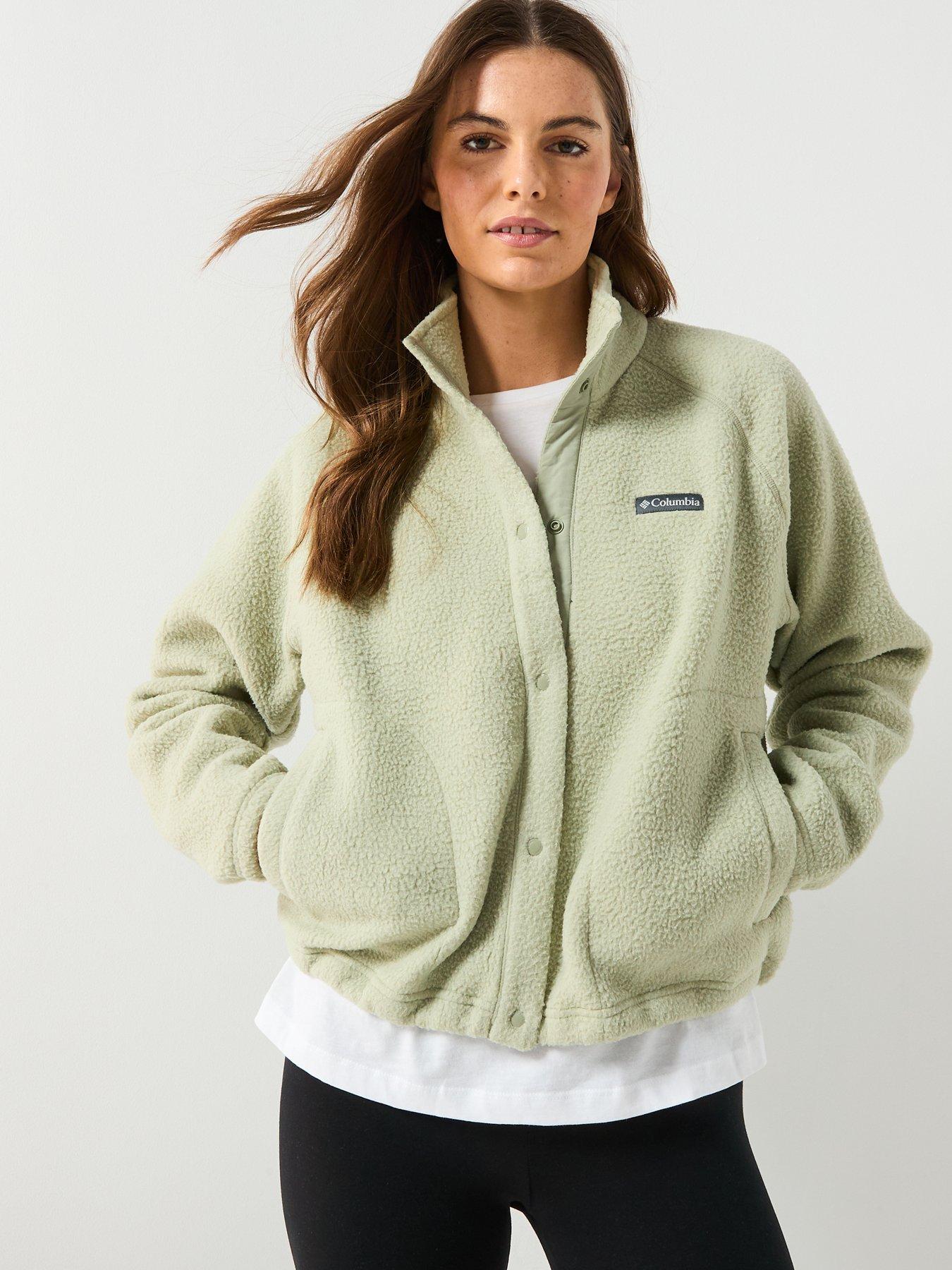 Image 4 of 6 of Columbia Womens Jasper Ridge Pebbled Full Snap Fleece - Green