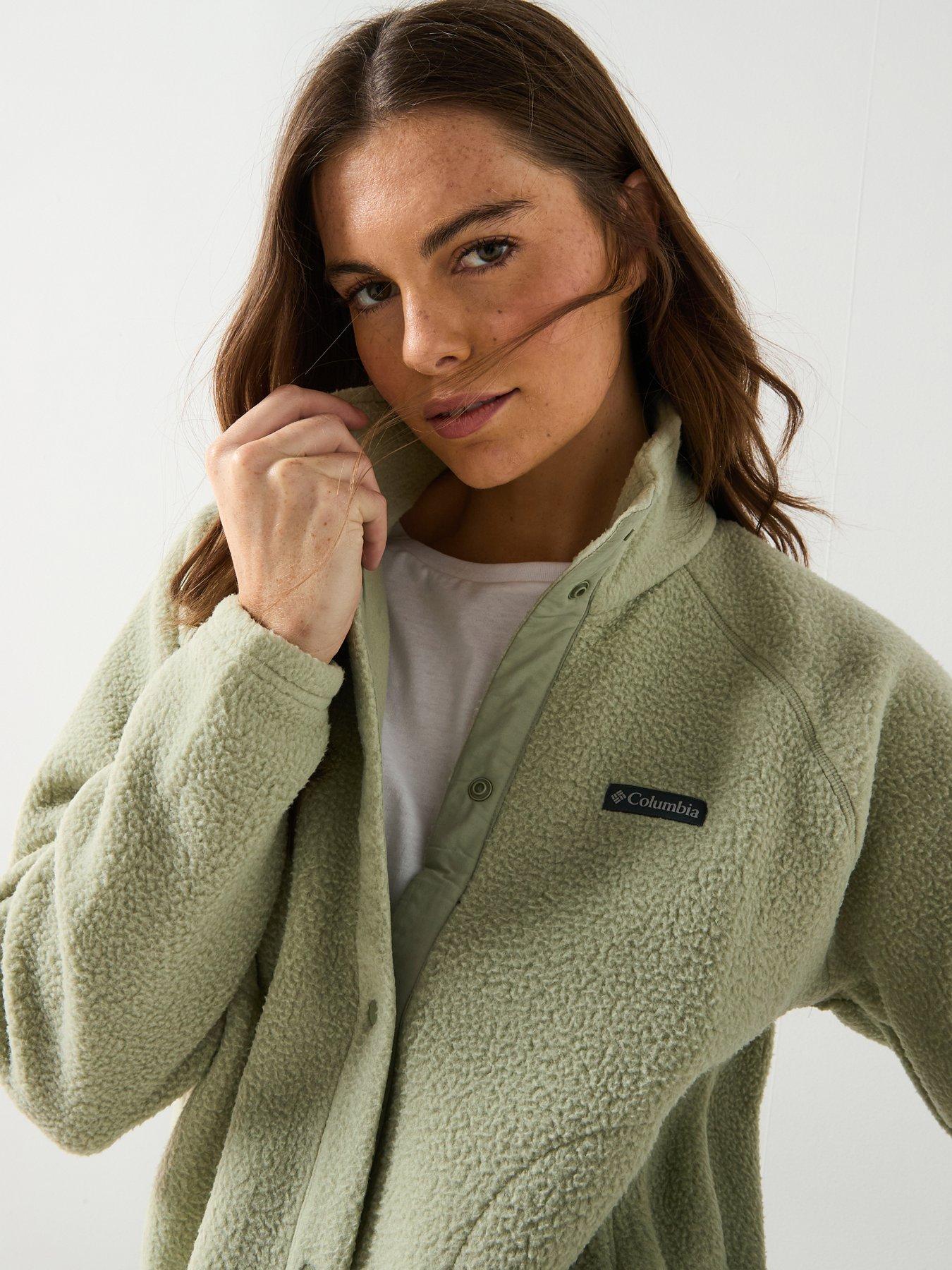 Image 5 of 6 of Columbia Womens Jasper Ridge Pebbled Full Snap Fleece - Green