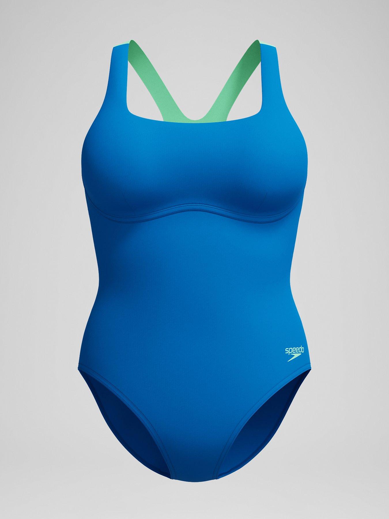 Speedo Womens Flex Band Swimsuit With Built In Swim Bra - Blue