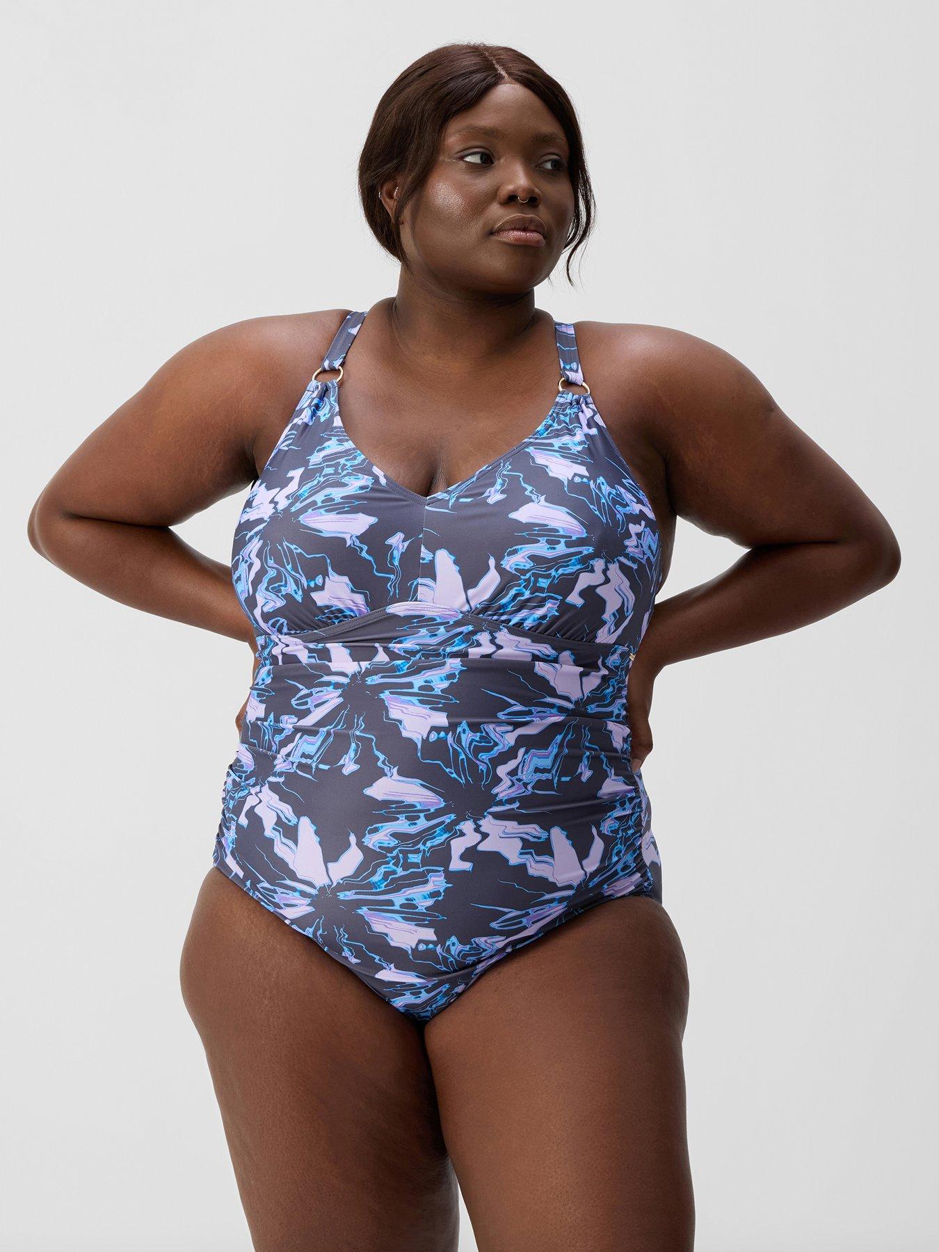 Image 1 of 5 of Speedo Womens Shaping Printed V Neck 1 Pc - Purple