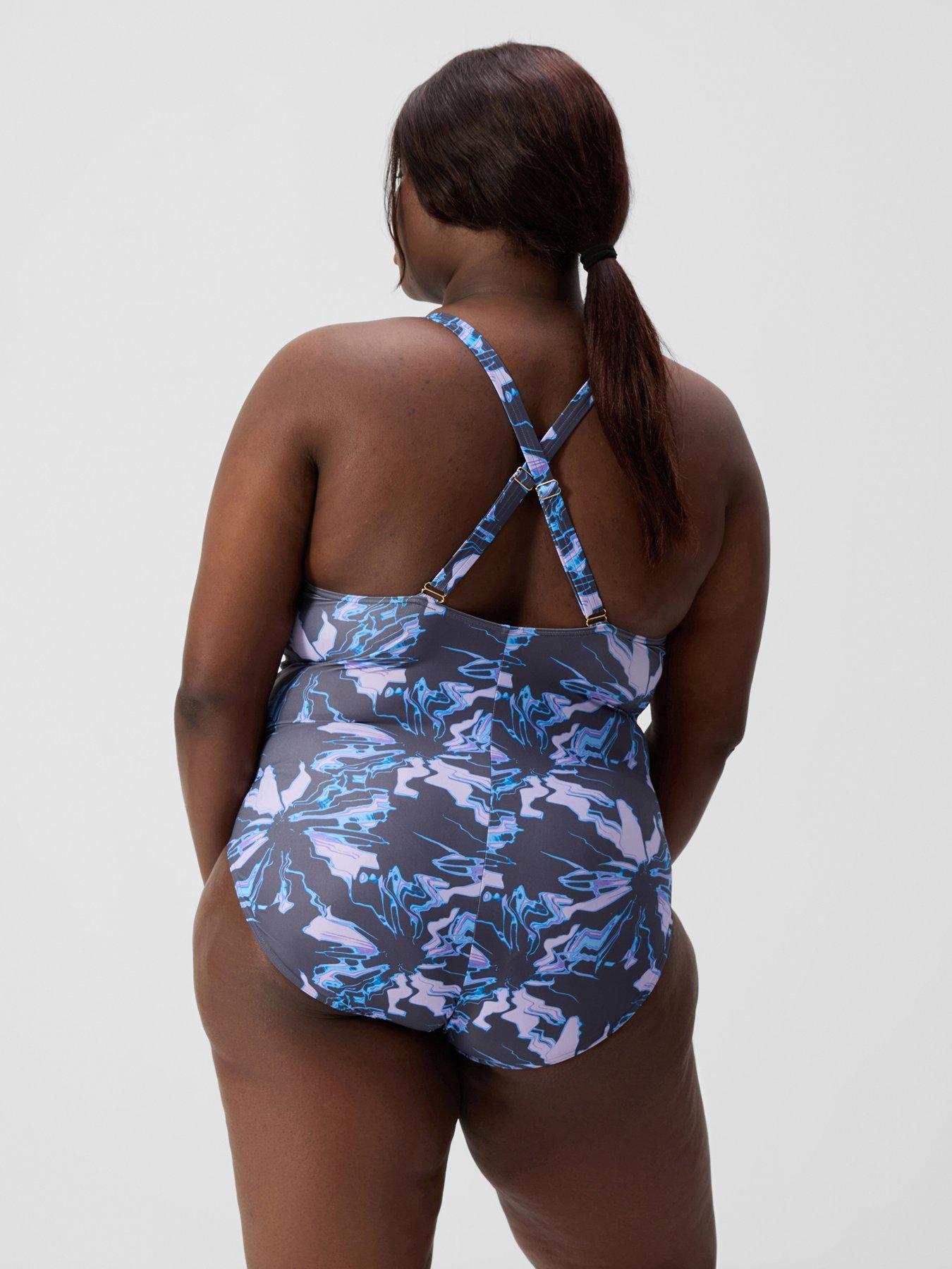 Image 2 of 5 of Speedo Womens Shaping Printed V Neck 1 Pc - Purple
