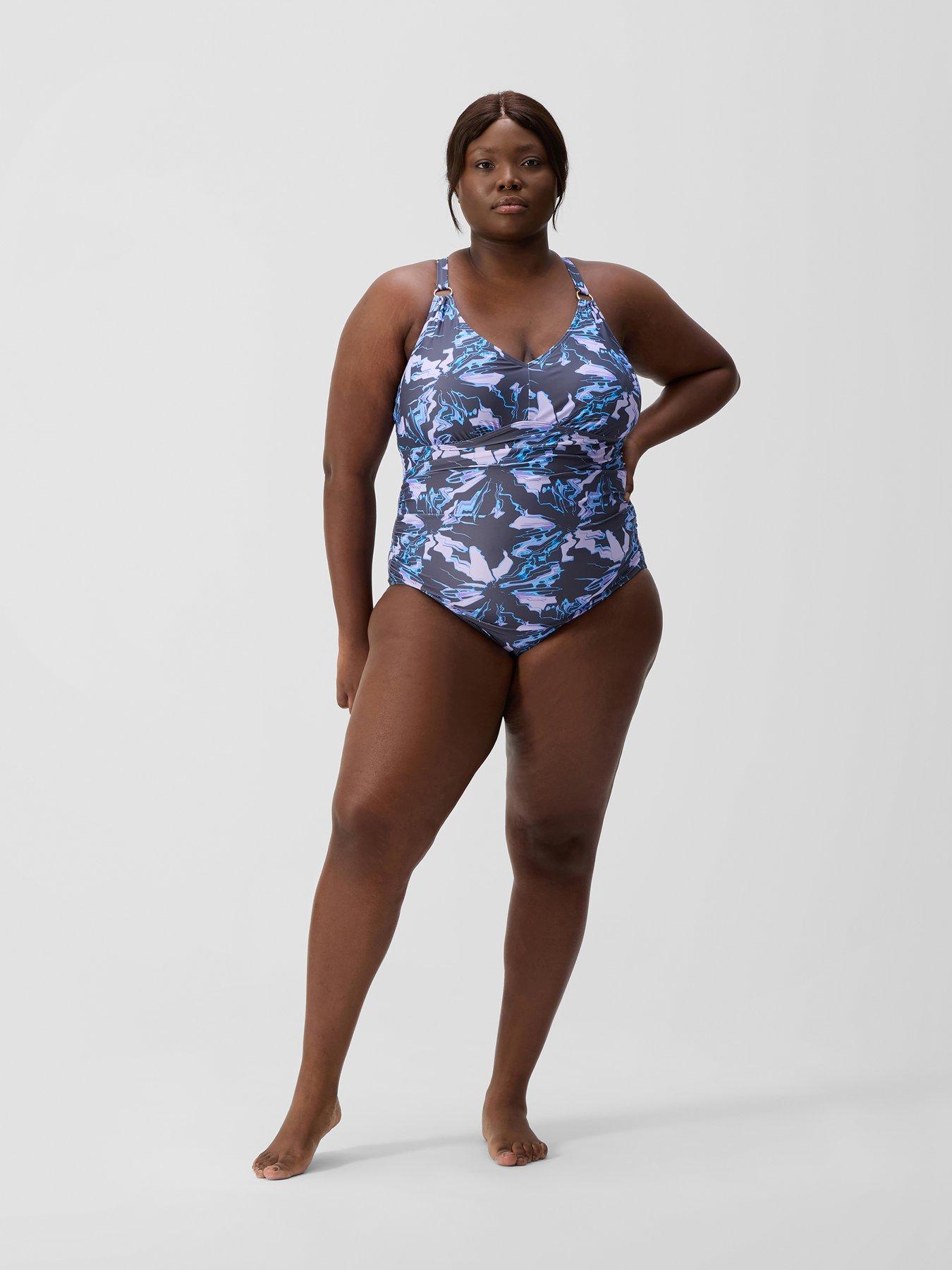 Image 3 of 5 of Speedo Womens Shaping Printed V Neck 1 Pc - Purple