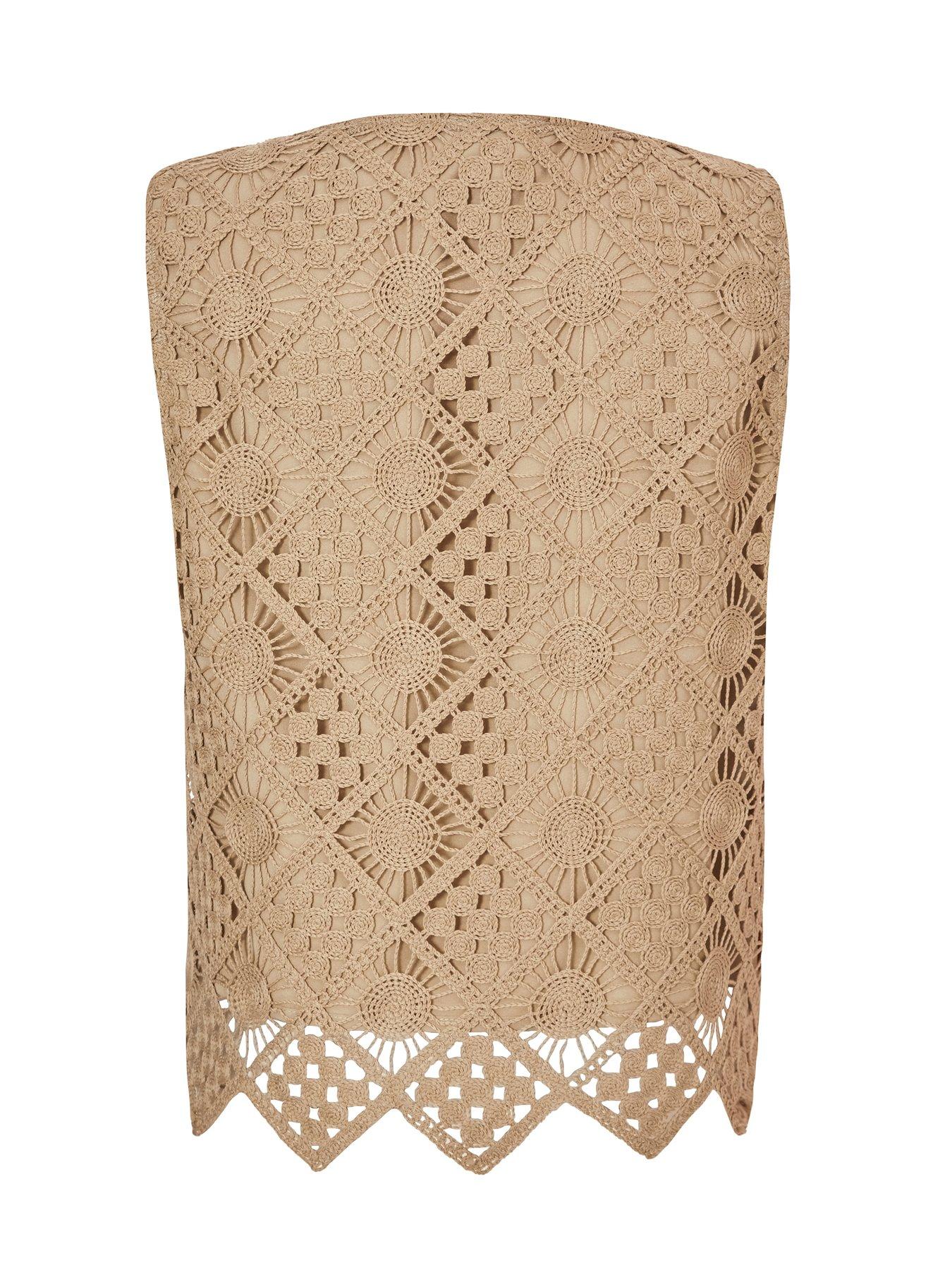 Image 5 of 6 of Quiz Khaki Crochet Waistcoat