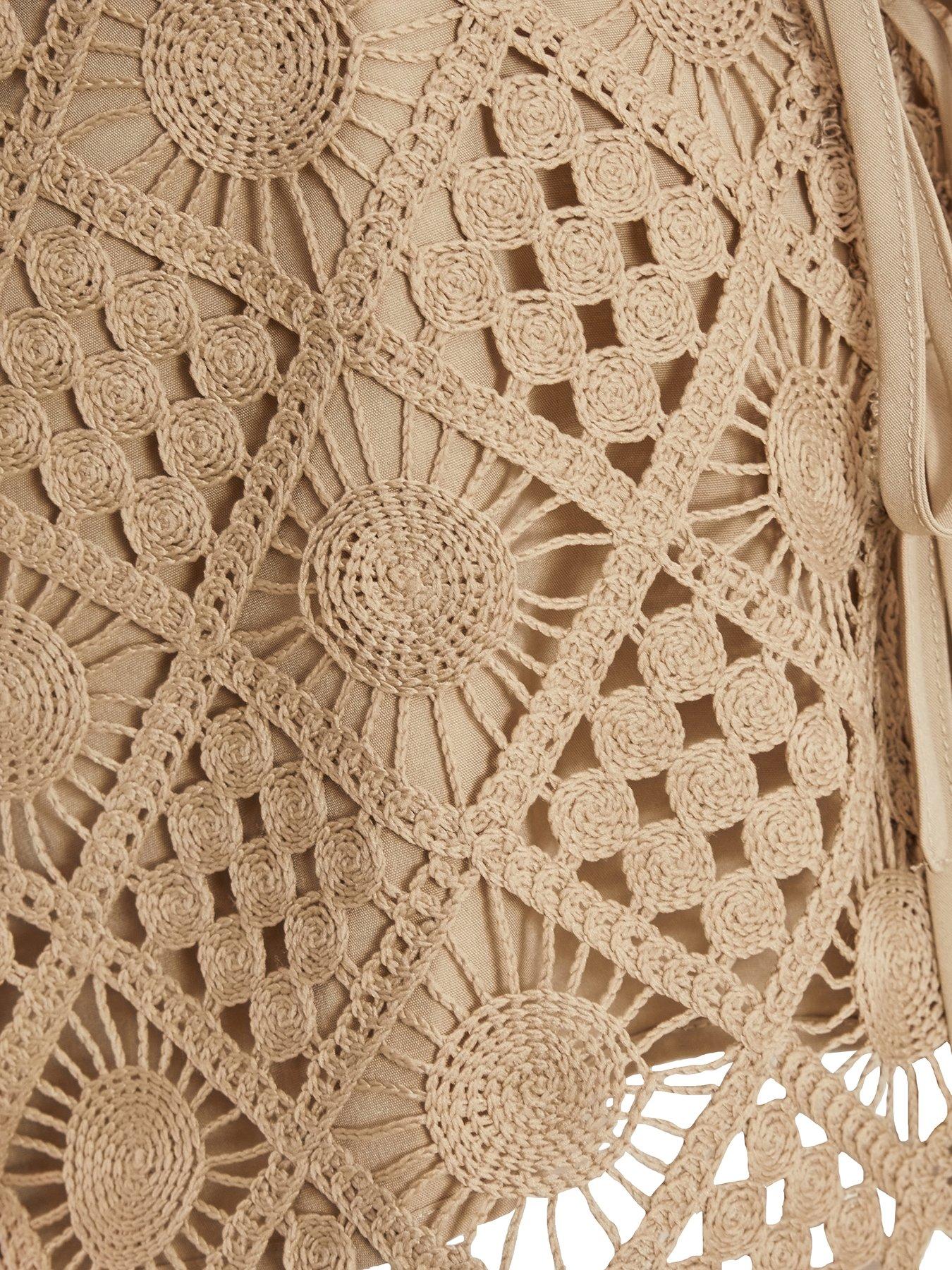 Image 6 of 6 of Quiz Khaki Crochet Waistcoat