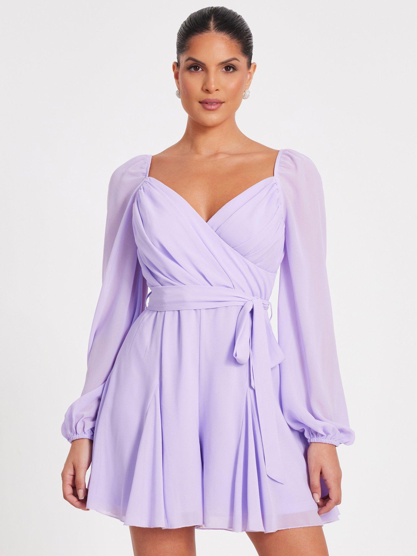 undefined Lilac Chiffon Tie Waist Playsuit