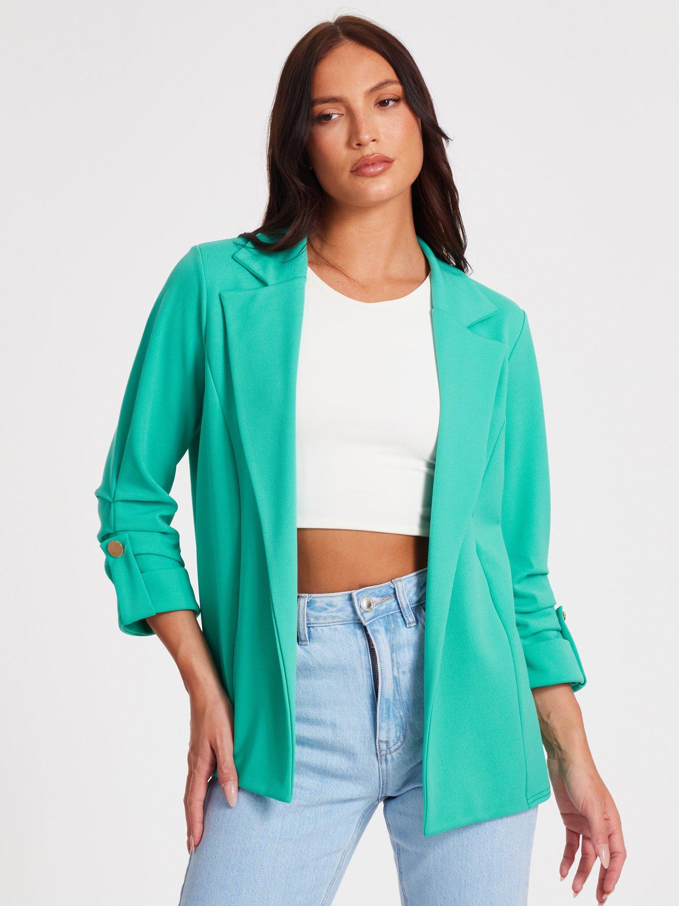 undefined Jade Ruched Sleeve Blazer