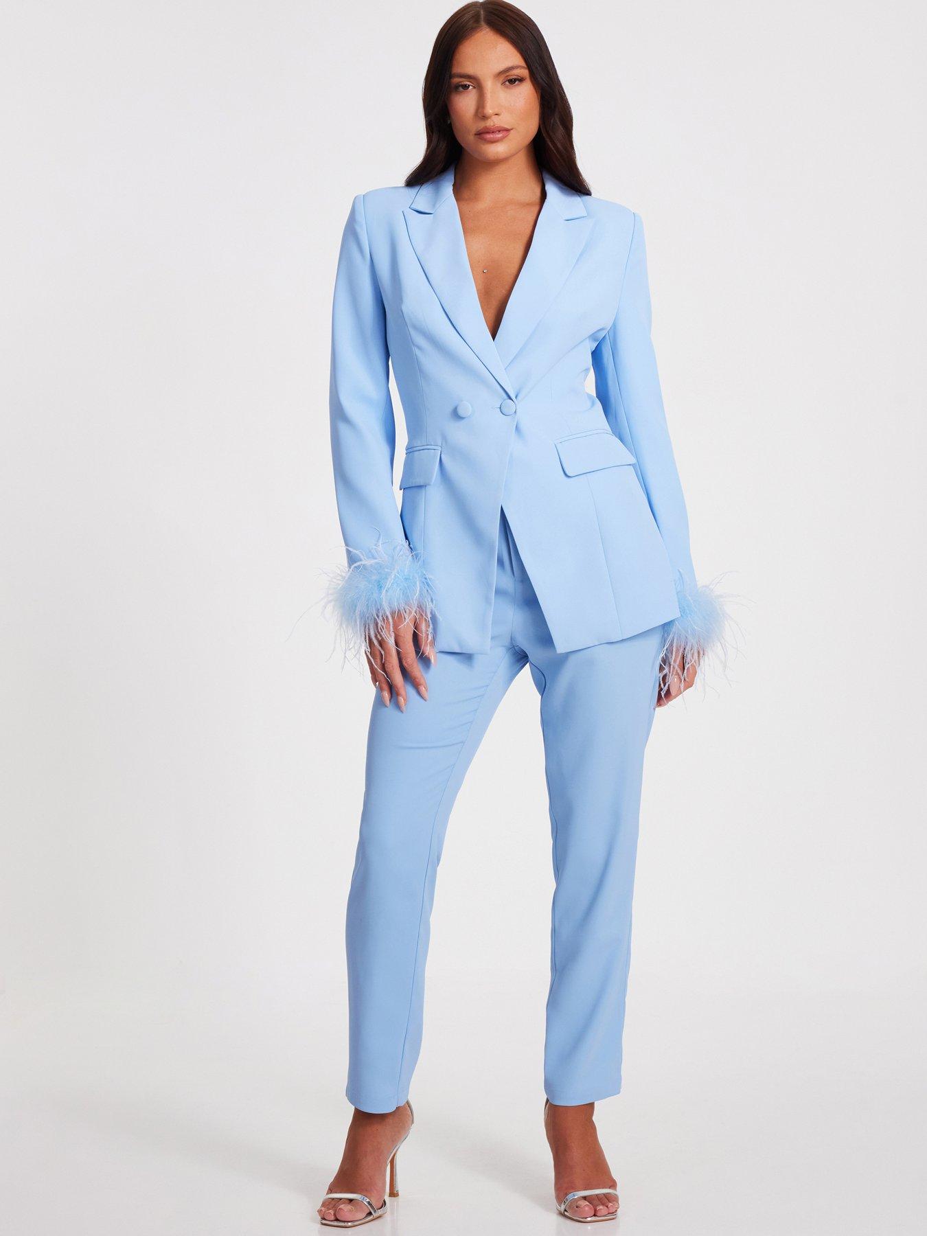 undefined Light Blue Tapered Tailored Trousers