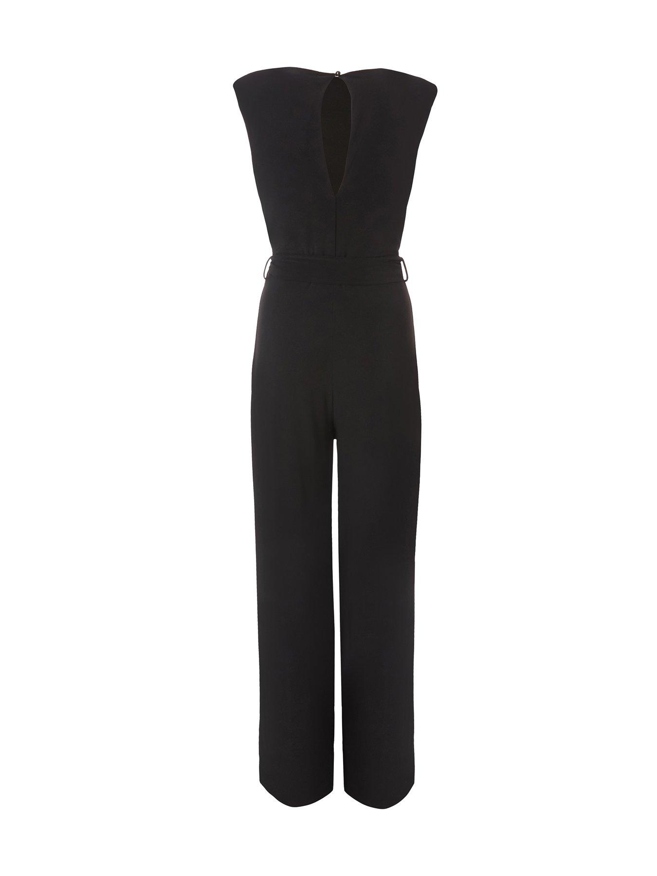 Image 6 of 6 of Quiz Petite Black Tie Waist Jumpsuit