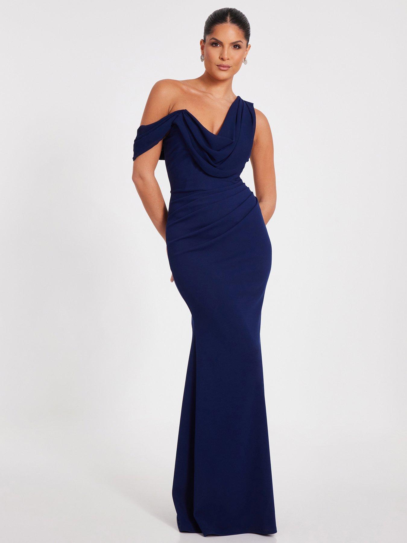 undefined Navy Drop Shoulder Maxi Dress