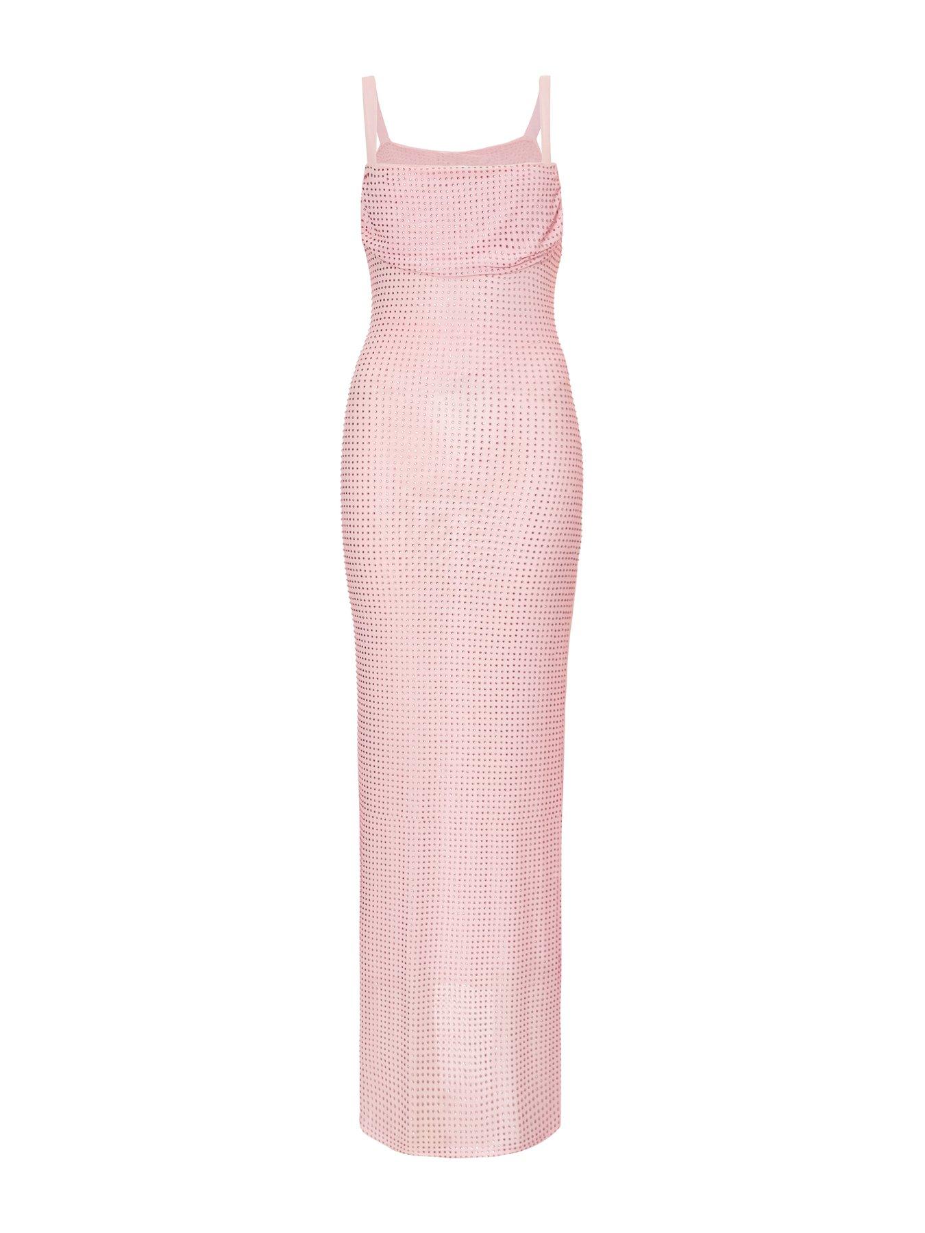 quiz pink maxi dress Buy Quiz Plain Cowl Neck Shoulder Straps Slit Maxi Dress Online