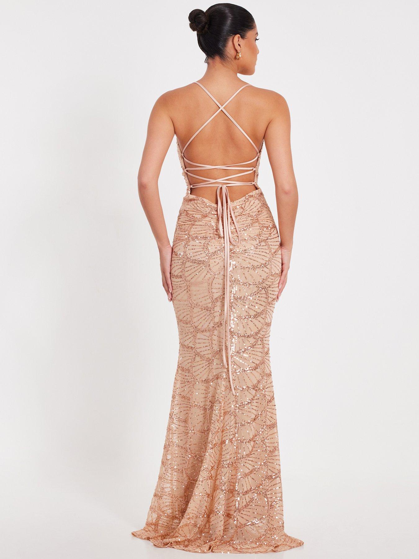 slim fit dress slacks Rose Gold Life of The Party Dress - Xs Ellae Lisque - Perfect for Date Nights & Events