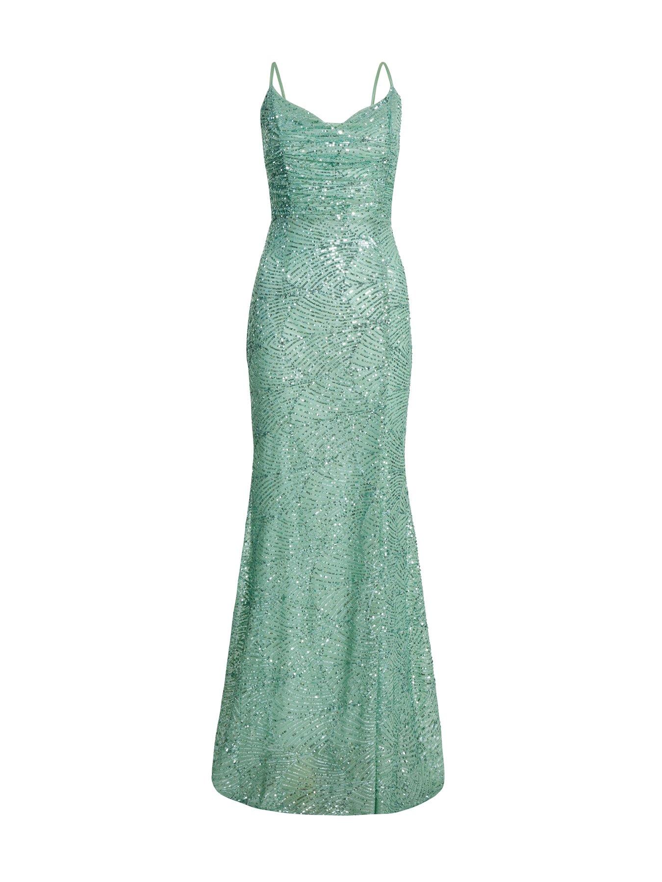 quiz mint green dress Caprice Halter Knit Mini Dress - Lagoon