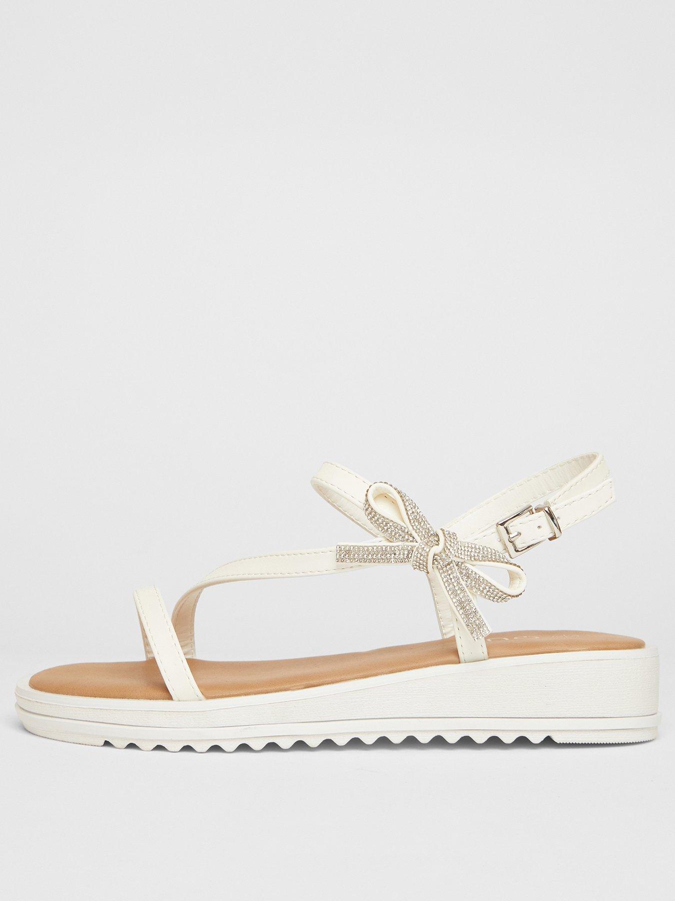 undefined White Strappy Bow Detail Sandal