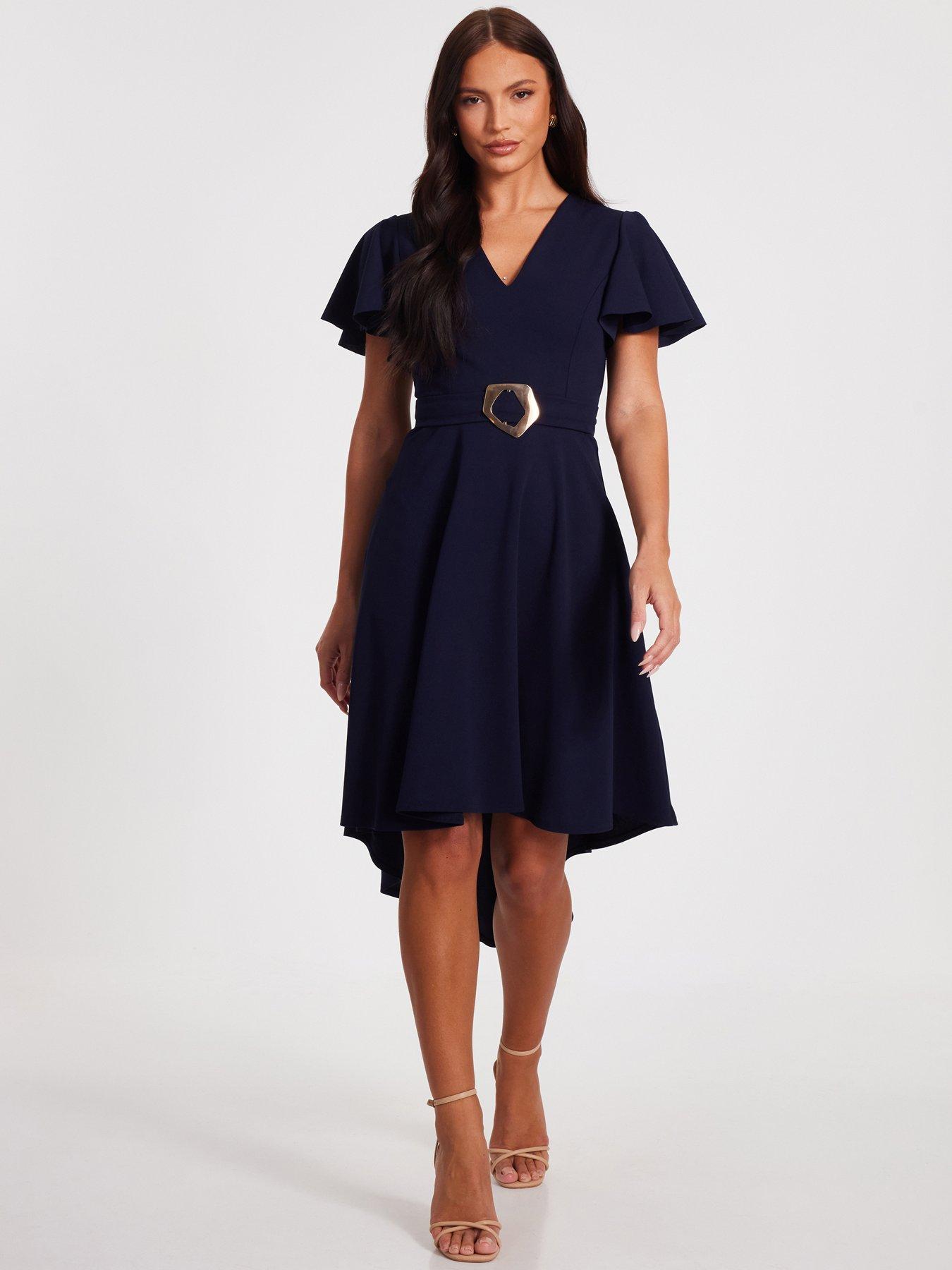 undefined Navy Dip Hem Dress
