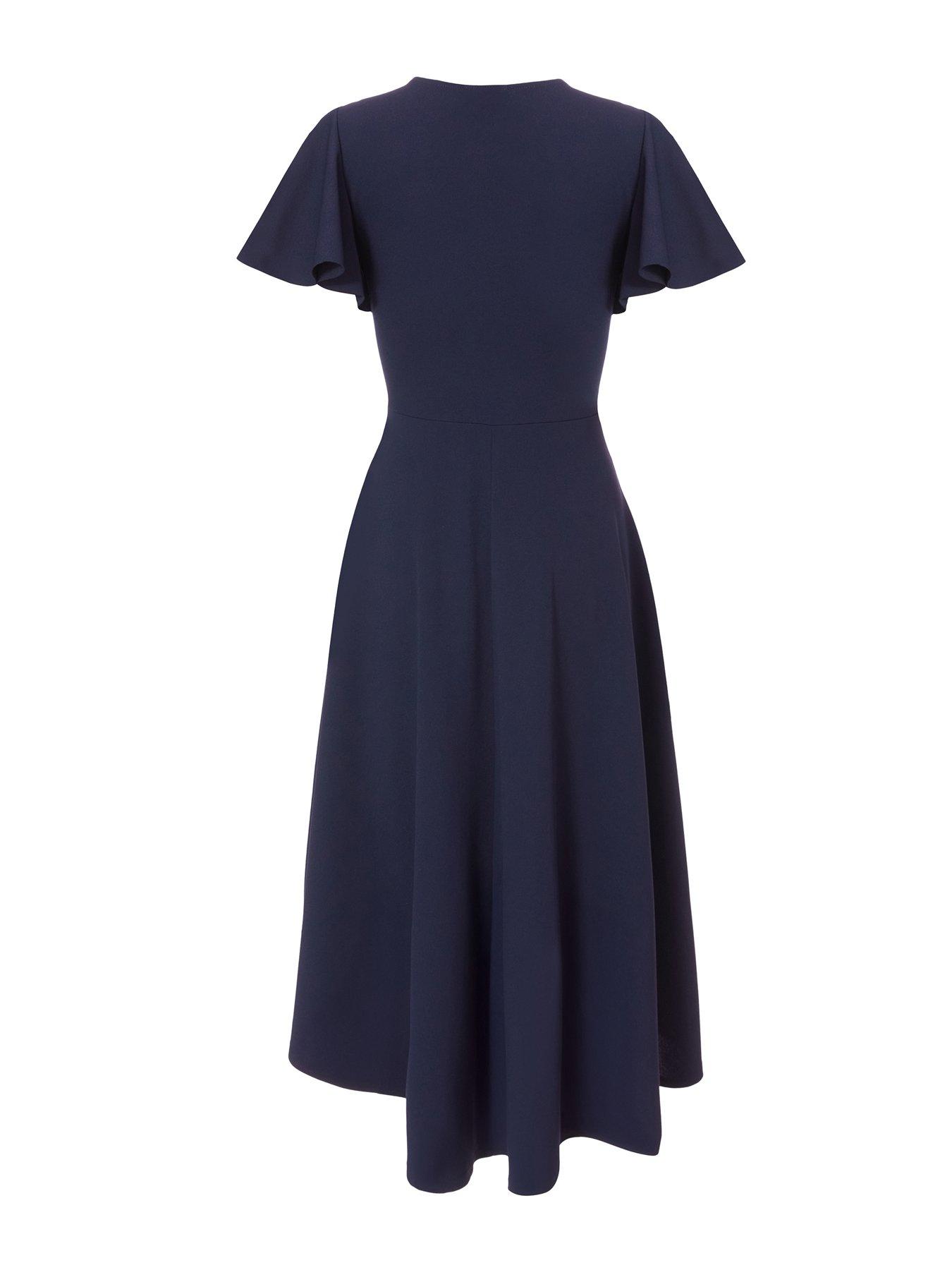Image 5 of 6 of Quiz Navy Dip Hem Dress